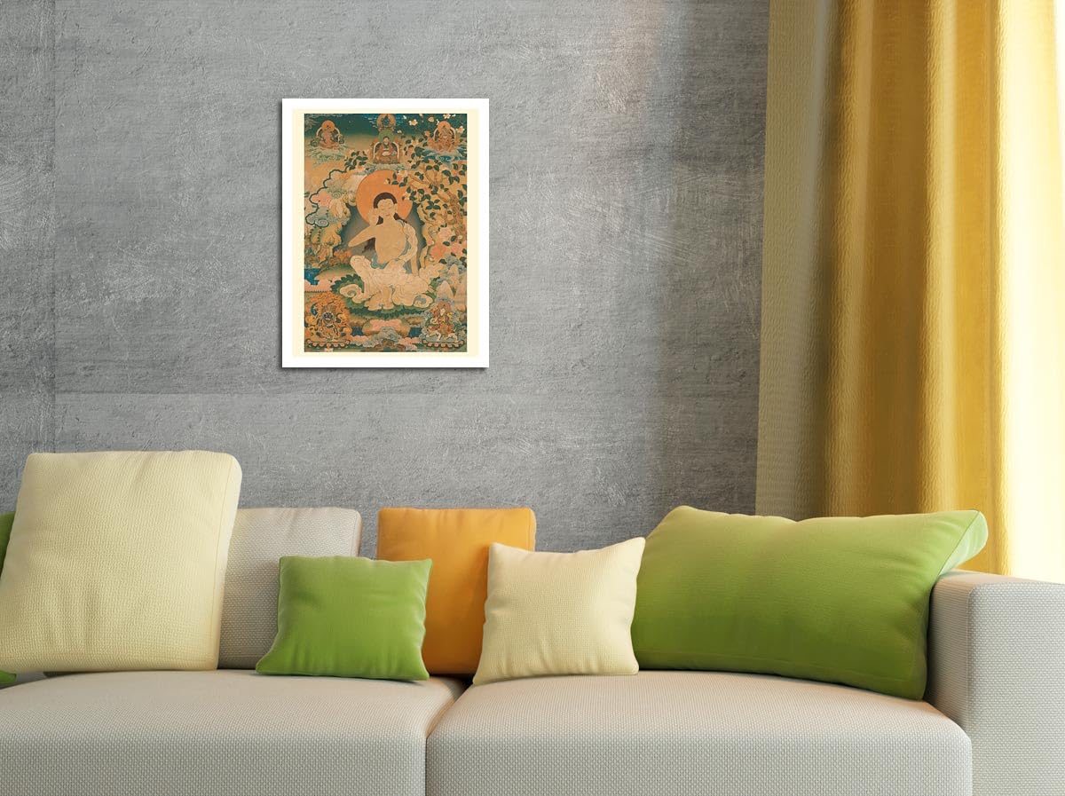 Milarepa - Tibet's Great Yogi Sage & Singing Saint - Vintage Tibetan Thangka Buddhist Art Print on Premium 290gsm Bamboo Paper (24x32 Inches, Unframed) - Perfect for Meditation Rooms, Yoga Studios & Spiritual Home Decor