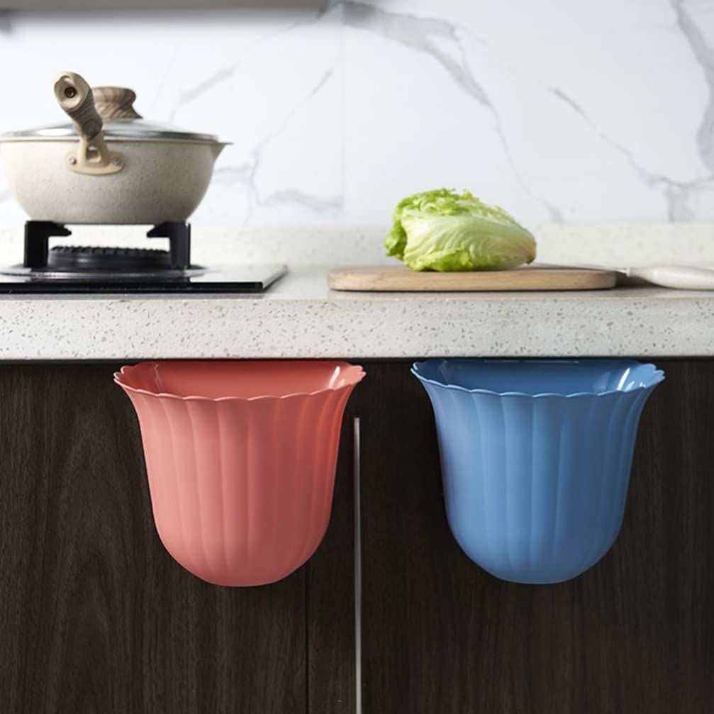 DOITOOL 4pcs Multi-Color Mini Hanging Trash Can for Kitchen Cabinet Door - Compact Garbage Bin for Home, Office, and RV Use