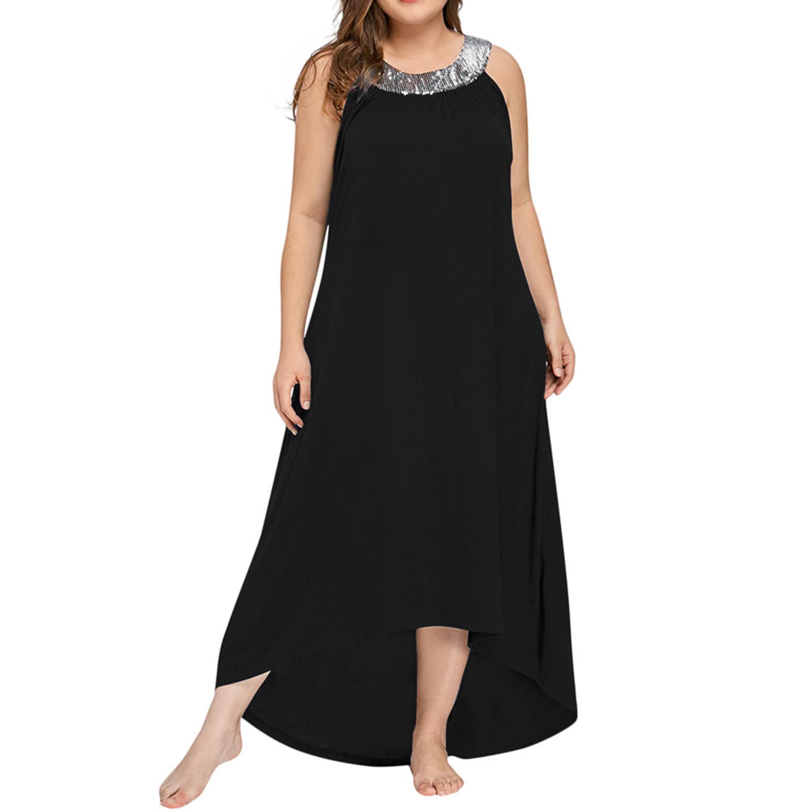 SLENDIPLUS Plus Size Women's Peach Casual Dress - Elegant Crew Neck Summer Dress for Daily Wear, Office & Special Occasions
