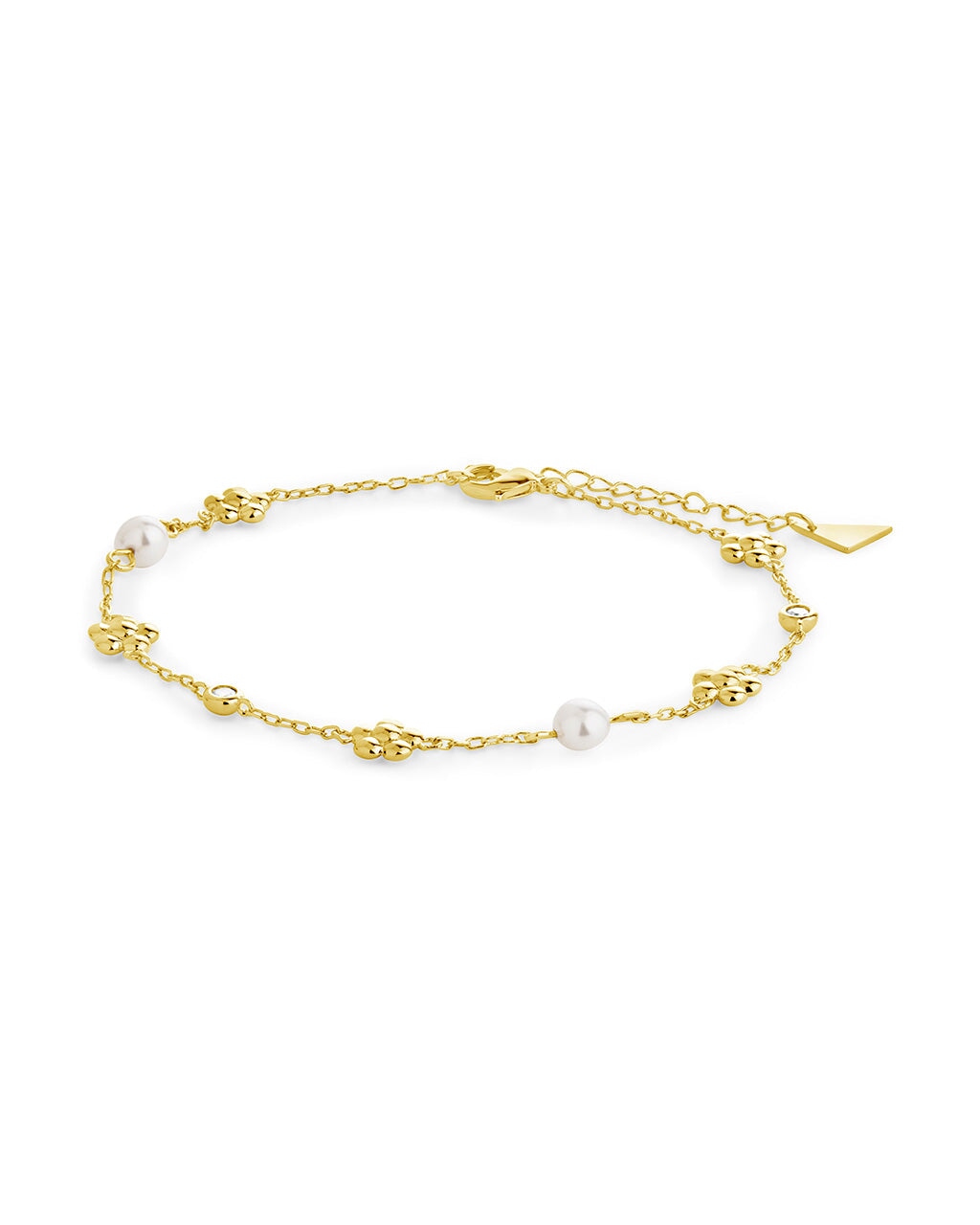 June Pearl & Flower Charm Anklet - Elegant Summer Ankle Bracelet for Women, Boho Beach Jewelry, Perfect for Vacation, Wedding, and Festival Accessories