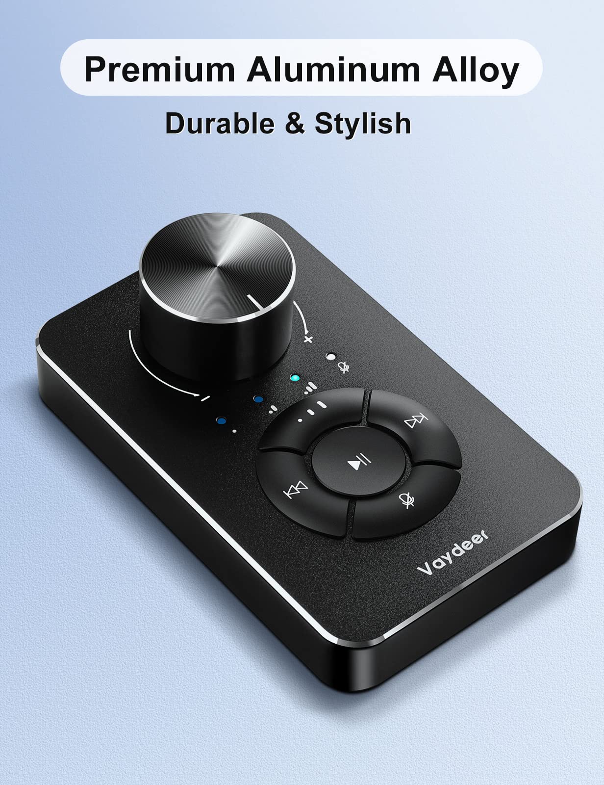 Vaydeer USB C Multimedia Controller Knob with Mic-Mute Function & Volume Limiter - Compatible with Windows 7/8/10/11 & Mac OS - Perfect for Podcasting, Streaming & Online Meetings
