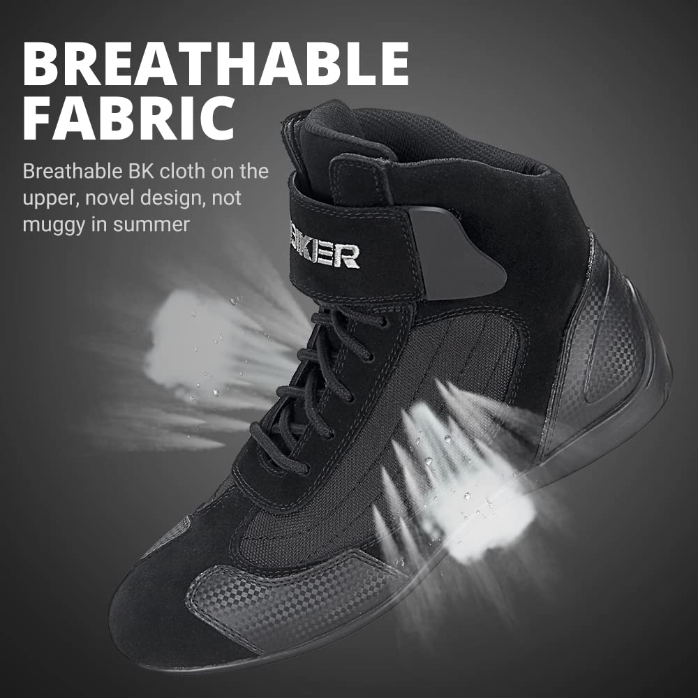 HEROBIKER Men's Motorcycle Combat Boots - Durable Racing & Hiking Shoes for Outdoor Work & Adventure - Mid Ankle Safety Footwear for Riding, Construction & Tough Terrain