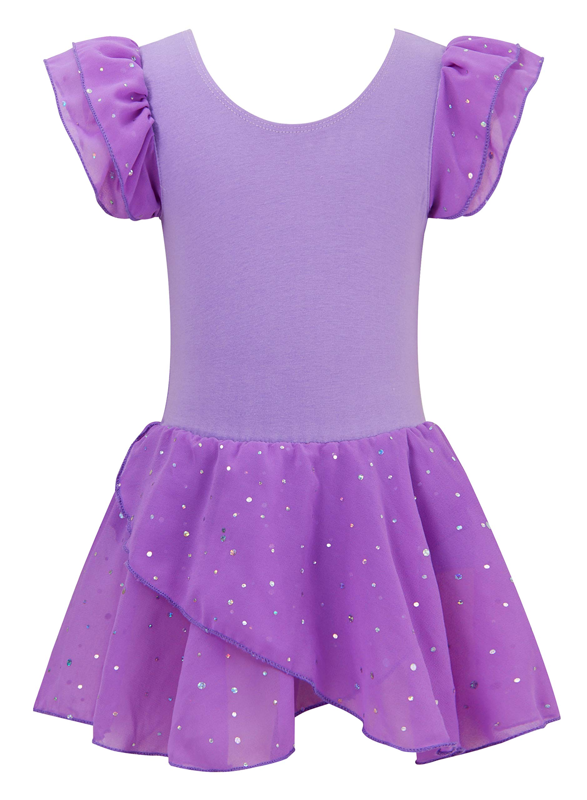 Sparkly Purple Ballet Tutu Leotard for Girls 8-9 Years - Gymnastics & Dance Dress with Skirt - Perfect for Recitals, Gym Practice, Ballet Performances, Birthday Parties & Photo Shoots