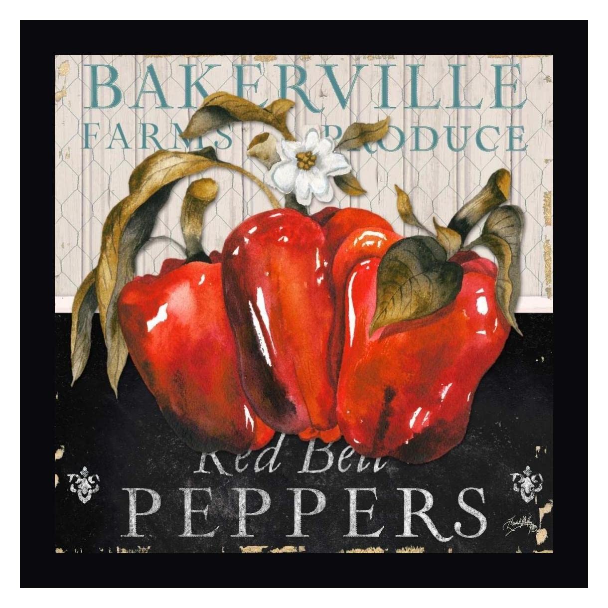 Elizabeth Medley Vegetable Farm Fresh III - 20x20 Inch Framed Canvas Wall Art Print with Black Frame - Ready to Hang - Perfect for Living Room, Kitchen, or Office Decor