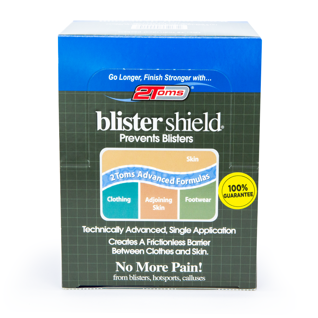 2Toms Blistershield Anti-Blister Foot Powder - 48 Count Dispenser Pack | Prevents Blisters & Foot Friction for Hiking, Running & Sports Activities