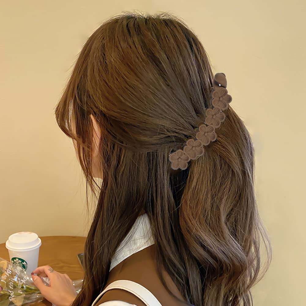 6 Pack Non-Slip Banana Hair Clips for Women - Thick Flower Hair Accessories for Ponytails & Fine Hair - Perfect for Daily Wear, Weddings & Special Occasions