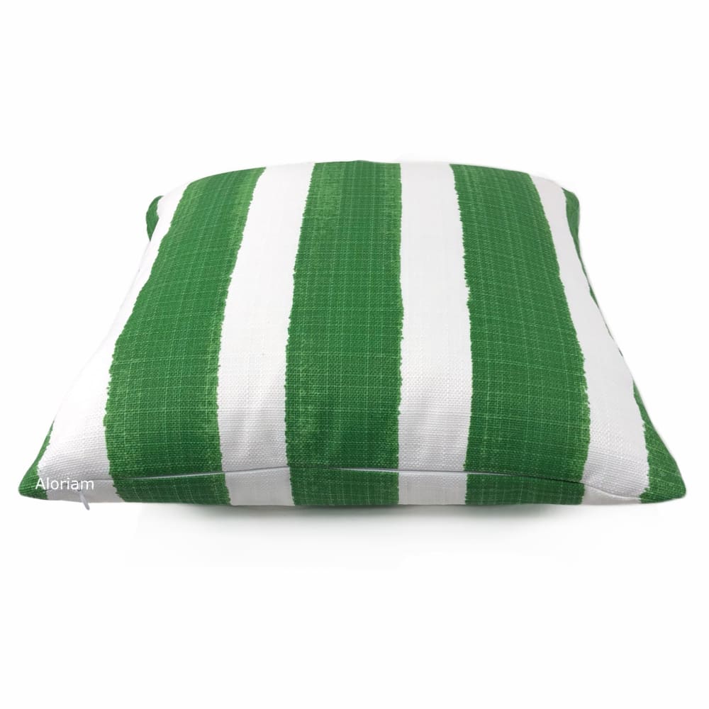 Ethan Green White Stripe Pillow Cover - Indoor & Outdoor Decorative Cushion Case for Sofa, Patio, Garden, and Porch
