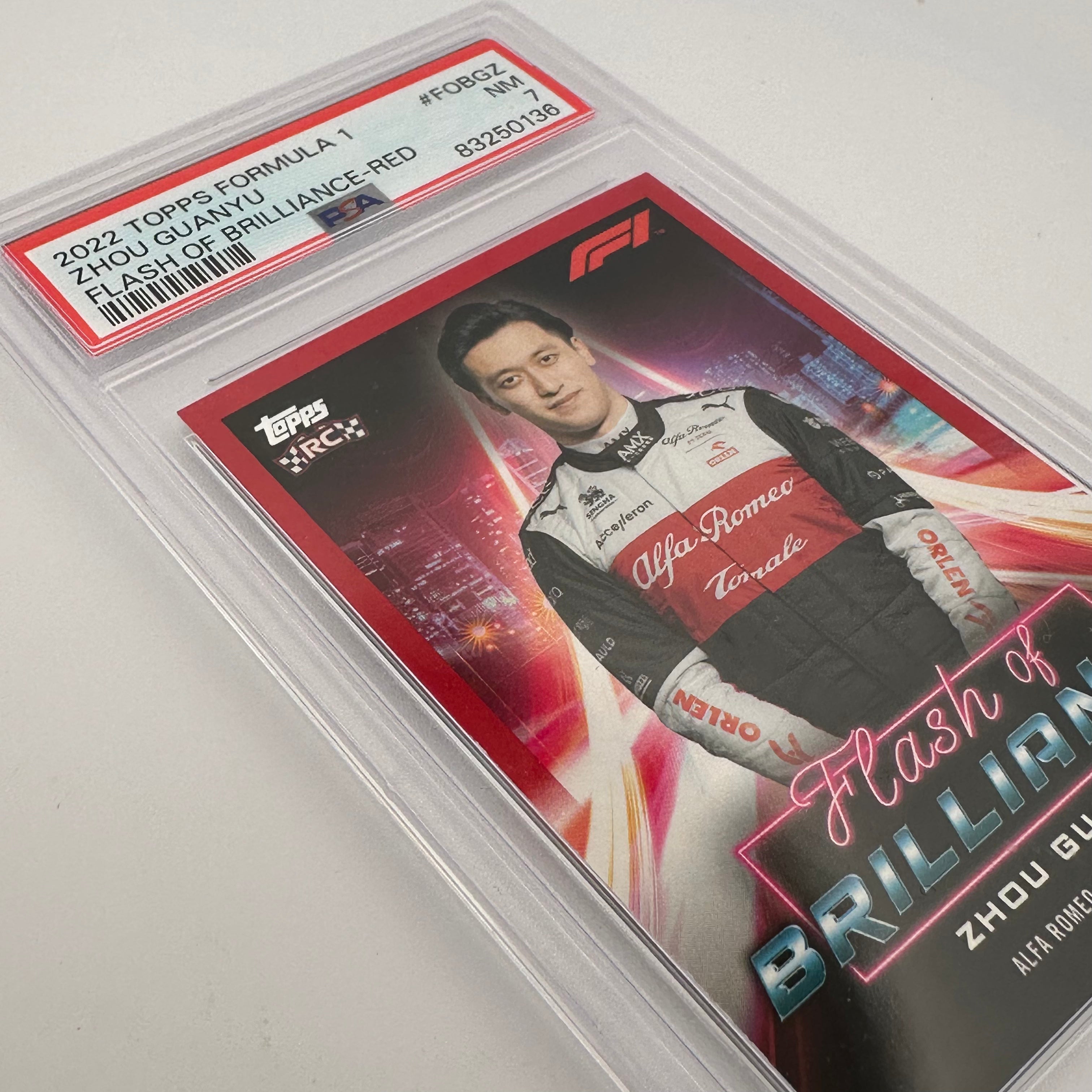 PSA 7 Zhou Guanyu #FOBZG Flash Of Brilliance Red Trading Card - Perfect for Collectors, Sports Memorabilia Enthusiasts and F1 Racing Fans