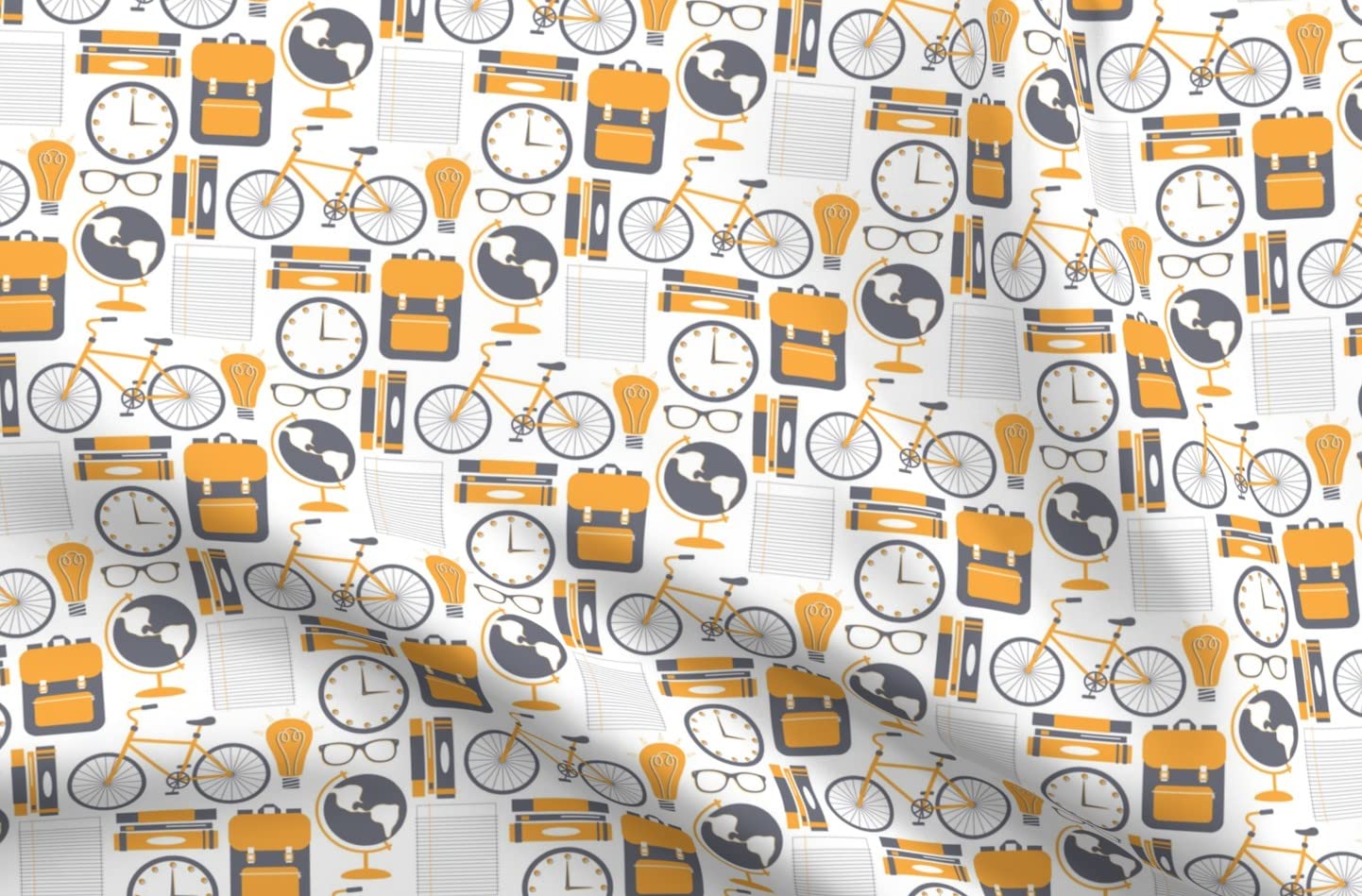 Bicycle & Book Printed Minky Fabric Fat Quarter - Soft Plush for Baby Blankets, Quilt Backing & Sewing Projects - Perfect for DIY Crafts, Home Decor & Nursery Accessories