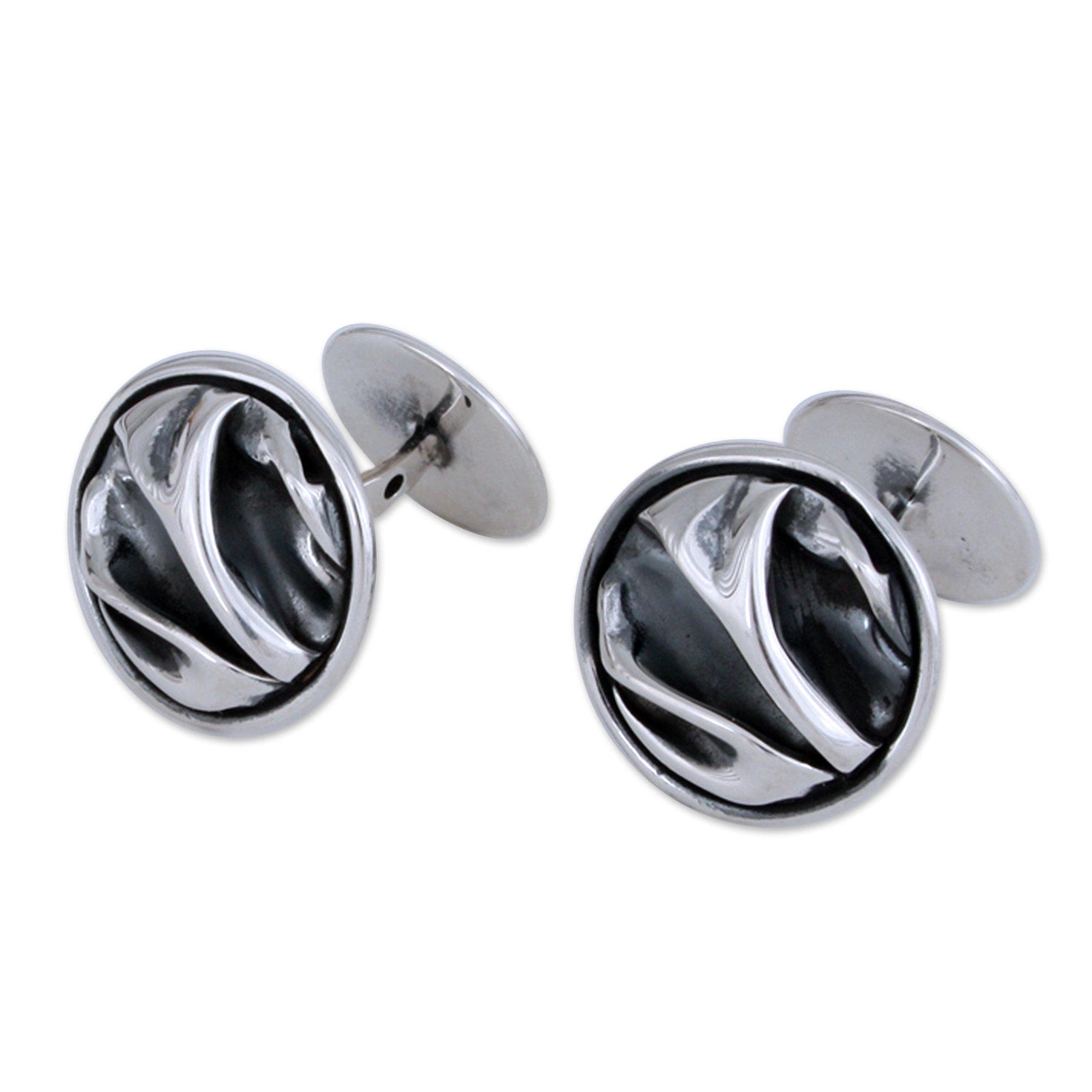 NOVICA Handmade Sterling Silver Cufflinks - Unique Modern Men's Accessories from Mexico 'The Sierra' Collection - Perfect for Weddings, Business Attire & Formal Occasions