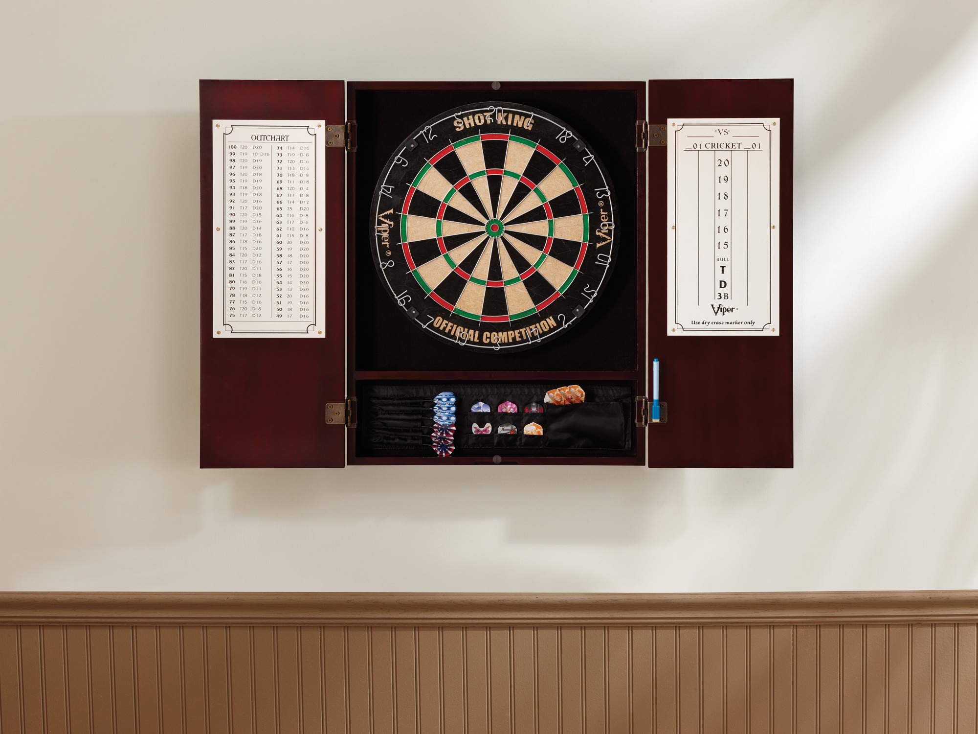 Viper Metropolitan Solid Wood Sisal/Bristle Steel Tip Dartboard Cabinet - Mahogany Finish (Cabinet Only, No Dartboard Included) | Perfect for Game Rooms, Bars & Man Caves