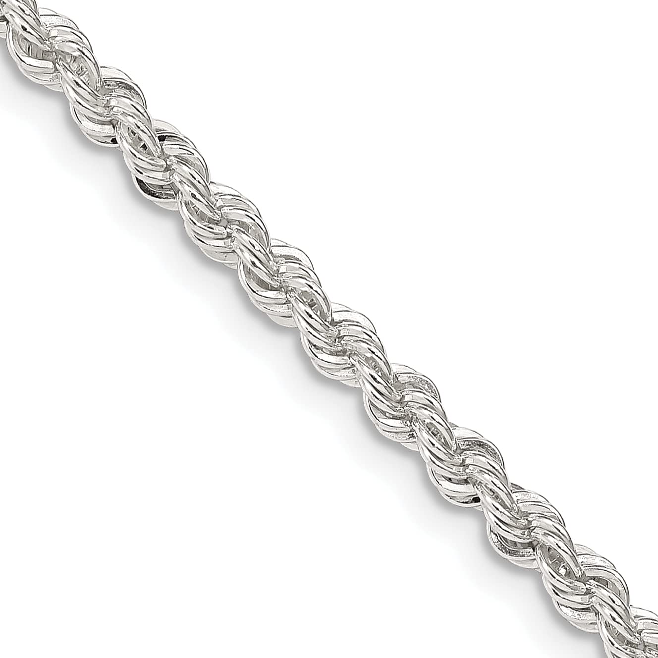 Sterling Silver 3.0mm Solid Rope Chain Necklace for Men & Women - Durable 925 Silver Jewelry for Everyday Wear, Gifts & Special Occasions