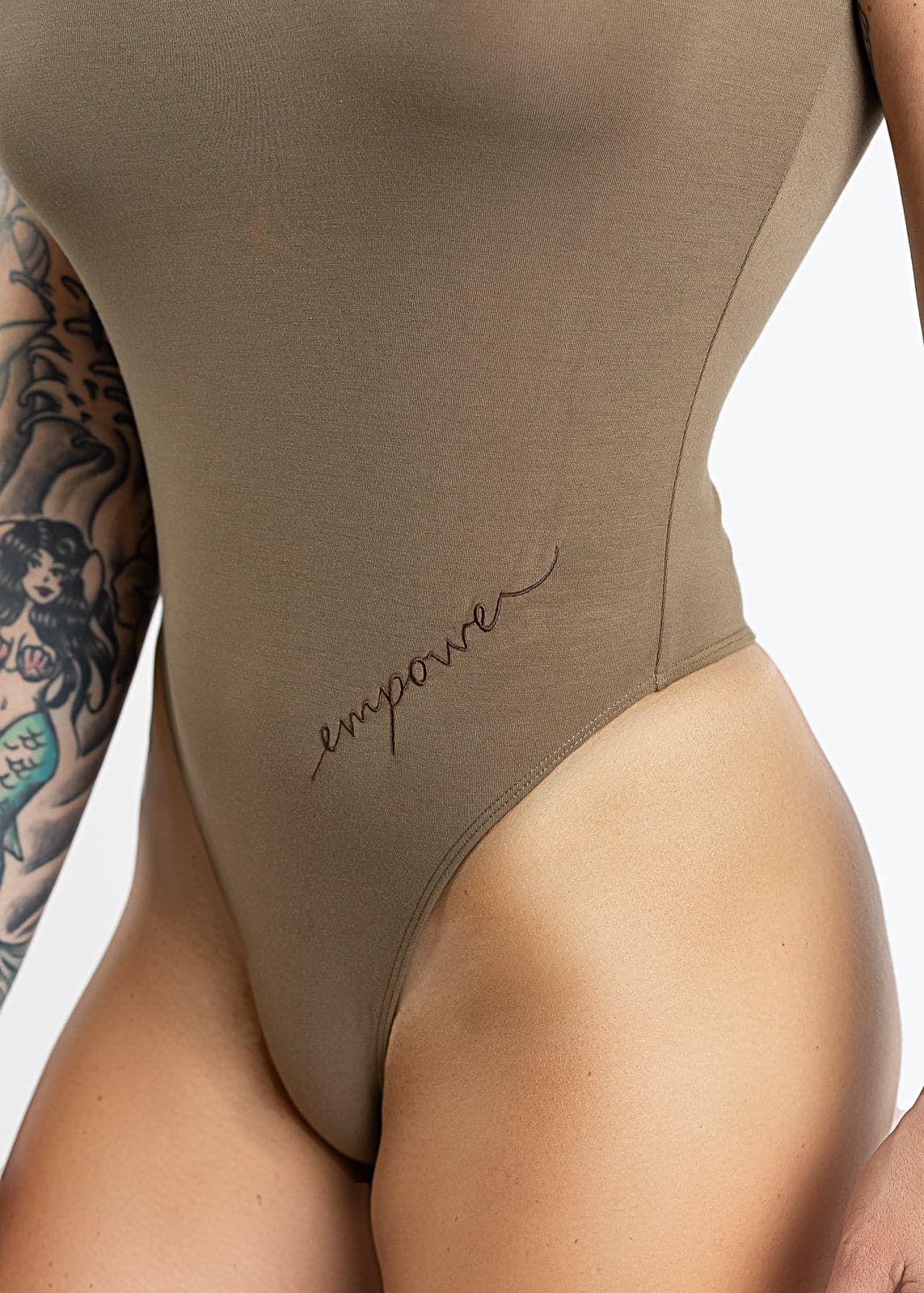 Empower Thong Bodysuit for Women - Sexy Lingerie Bodysuit in Navy & Brown | Perfect for Date Night, Boudoir Photography & Sensual Occasions