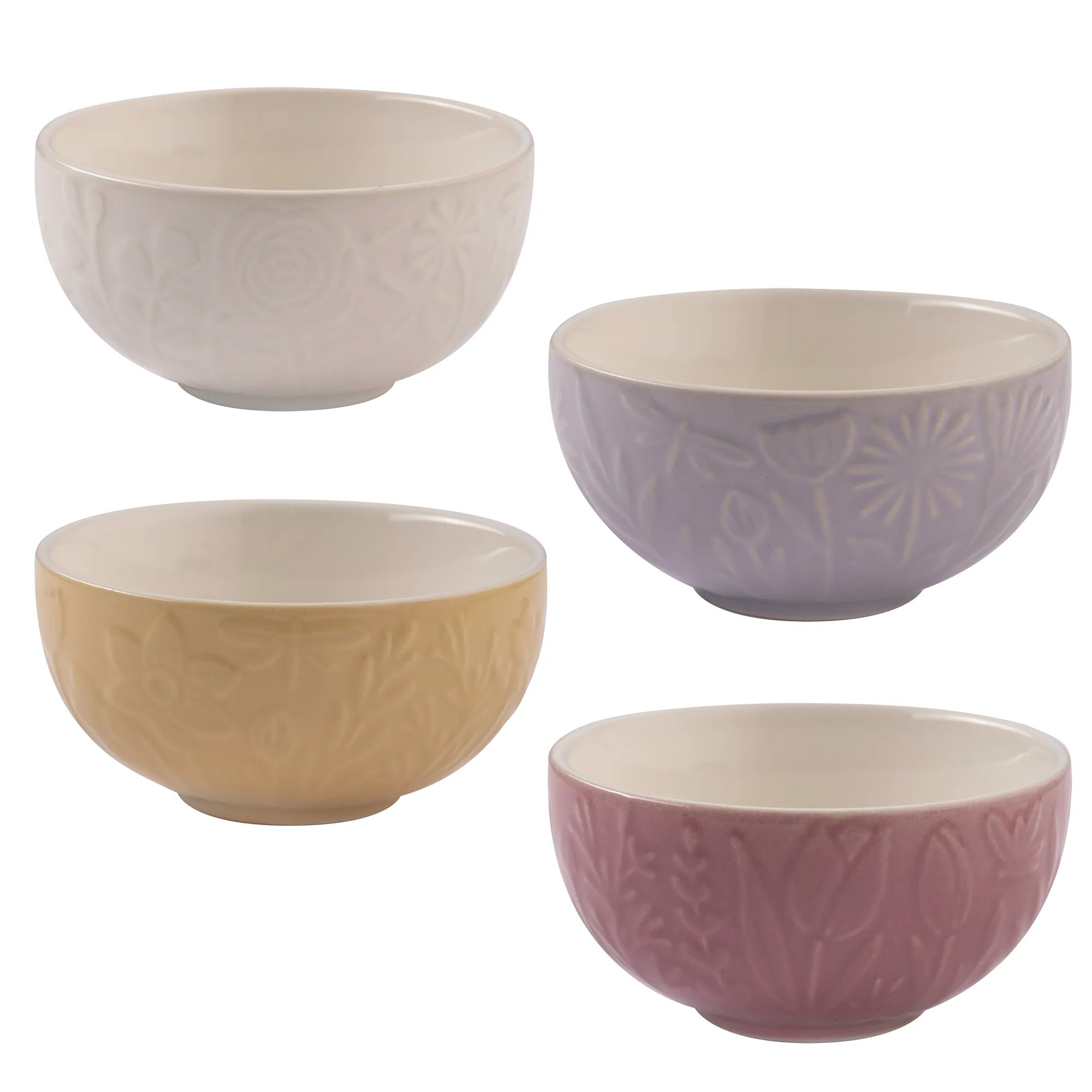MASON CASH Prep Bowl Set - 4-Piece Ceramic Mixing Bowls with Spout & Handle, In the Meadow Design - Perfect for Baking, Cooking & Food Prep - Ideal Gift for Home Chefs & Bakers