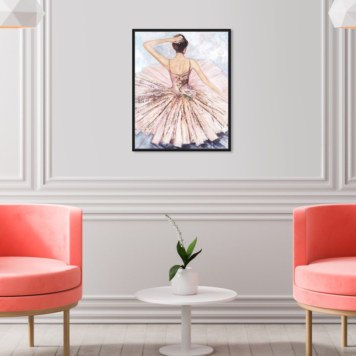 Ballet Dancer Tutu Glam Pink Framed Canvas Wall Art Print - Elegant Roses Inspired by Ballet - Perfect for Living Room, Bedroom & Dance Studio Decor
