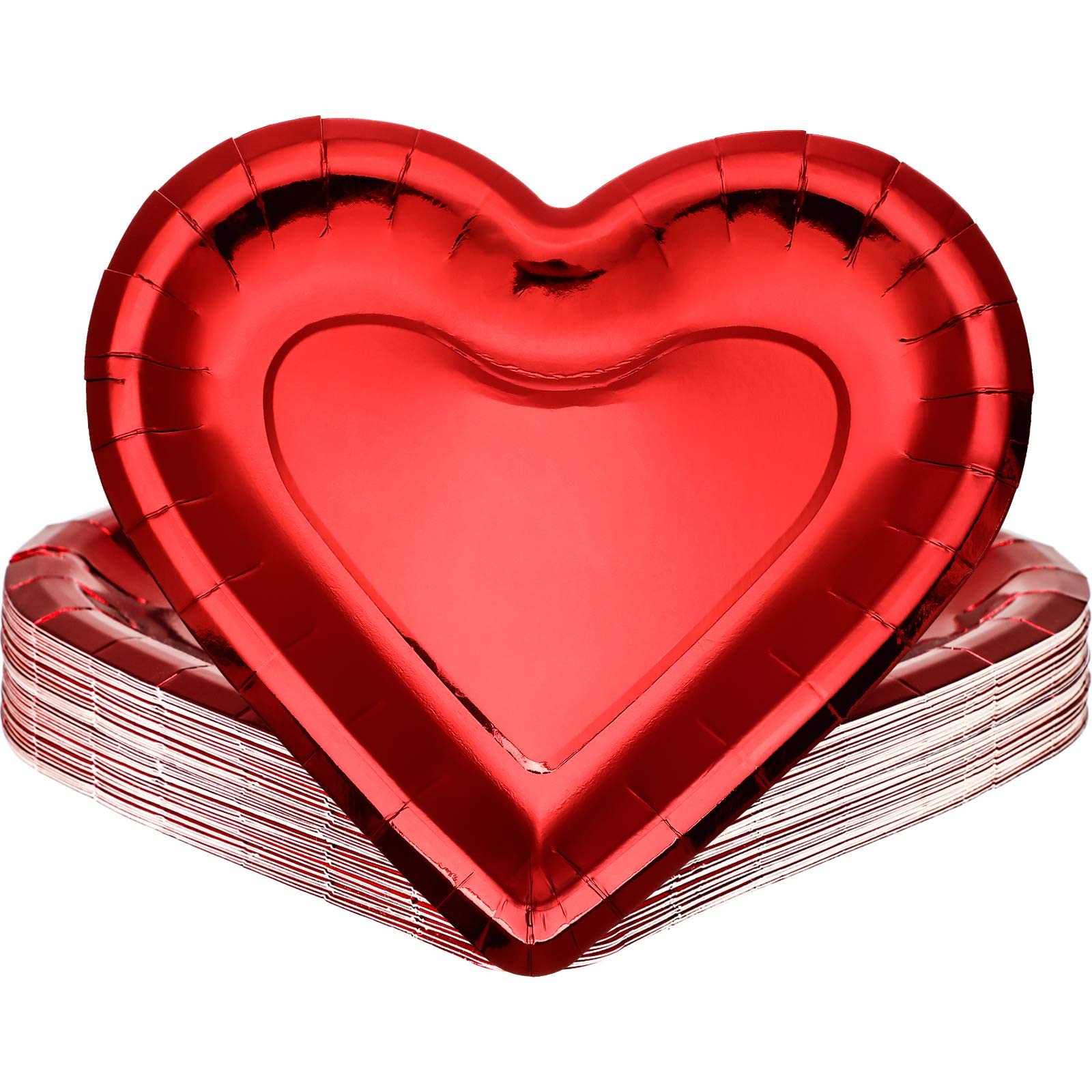 24-Pack Thick Heart Shaped Disposable Paper Plates - 10.6 Inch Large Decorative Dinner Plates for Valentine's Day, Mother's Day, Wedding & Birthday Parties - Perfect for Romantic Dinners, Bridal Showers, and Anniversary Celebrations