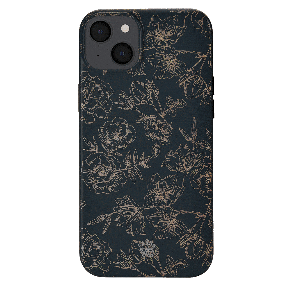 Elegant Floral Rose Gold Chrome iPhone Case - Stylish Protective Cover for iPhone 13/12/11/X - Perfect for Everyday Use, Office & Special Occasions