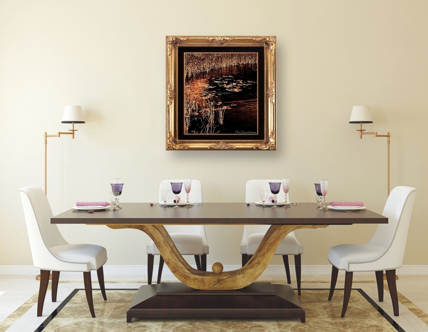 Rushes & Lily Pads Fine Art Photography Print - Marshy Waterscape Nature Wall Decor for Living Room & Office