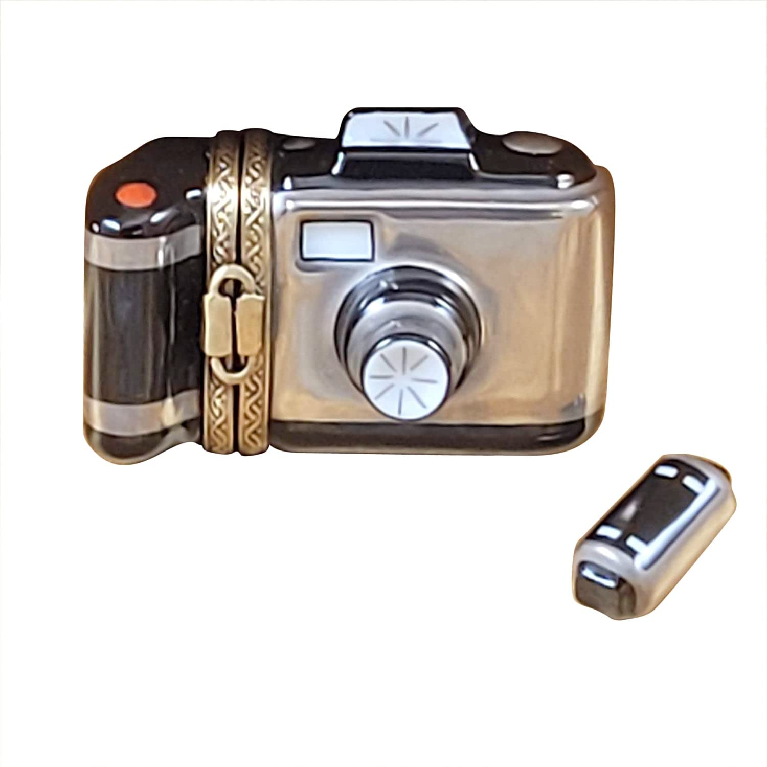 Vintage Limoges Porcelain Camera Box with Removable Film - Hand-Painted French Collectible for Photography Enthusiasts | Perfect Gift for Film Lovers & Home Décor
