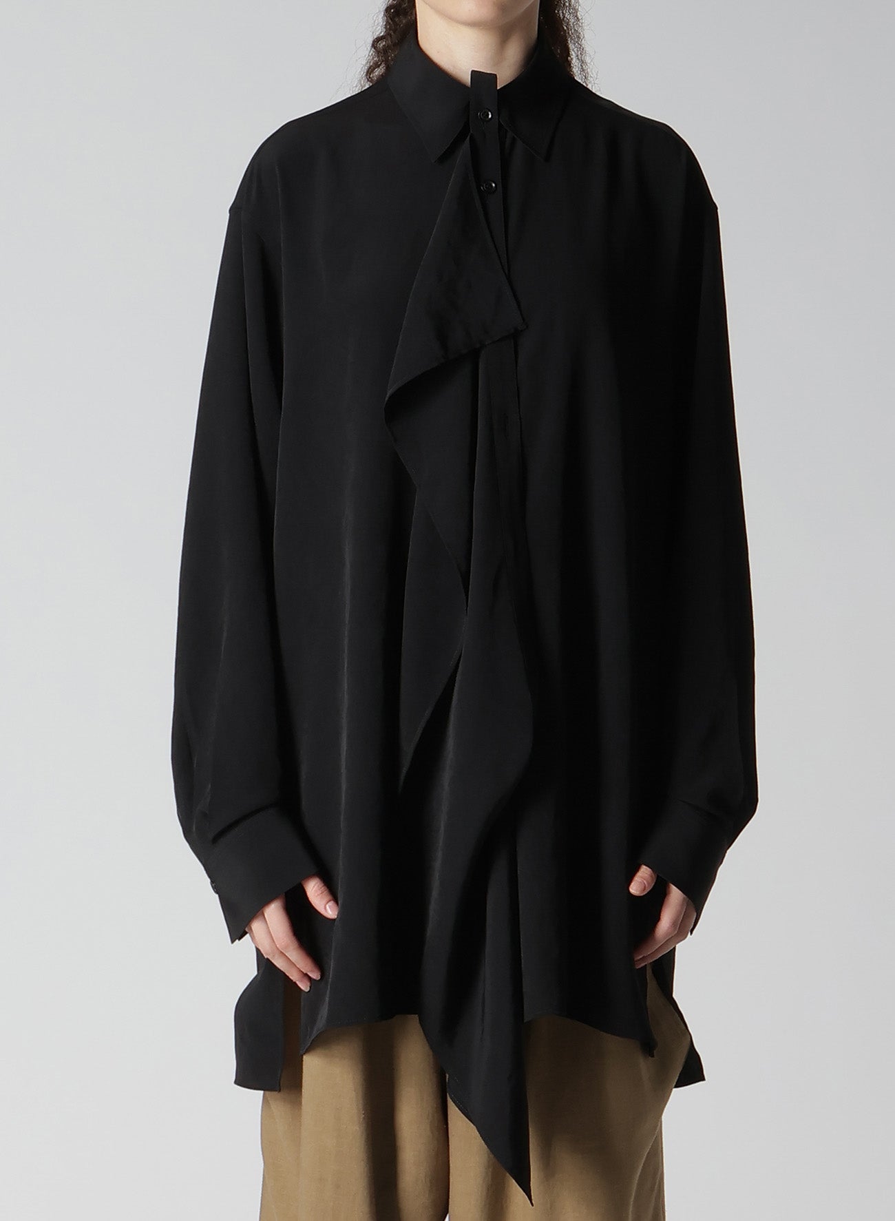 Elegant Crepe de Chine Blouse with Placket - Perfect for Office Wear & Casual Outfits