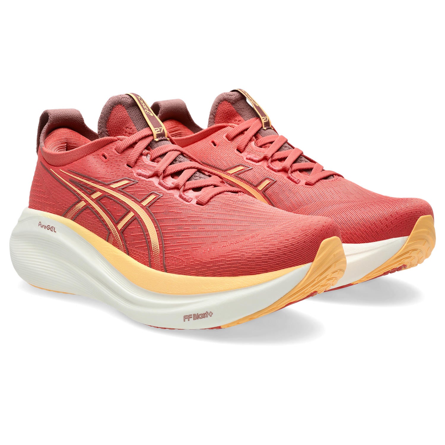 ASICS Women's Gel-Nimbus 27 Running Shoes - Dark Pink Clay/Orange Glow - Lightweight Cushioned Sneakers for Road Running, Jogging & Gym Workouts