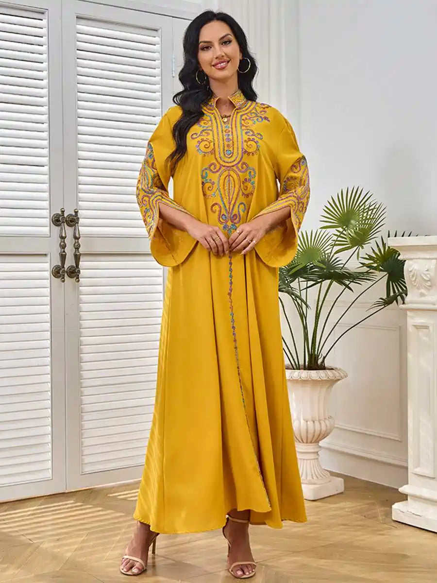 Elegant Rope Embroidery Eid Caftan Dress for Women - Moroccan Kaftan #25228 | Perfect for Eid Celebrations, Weddings & Special Occasions