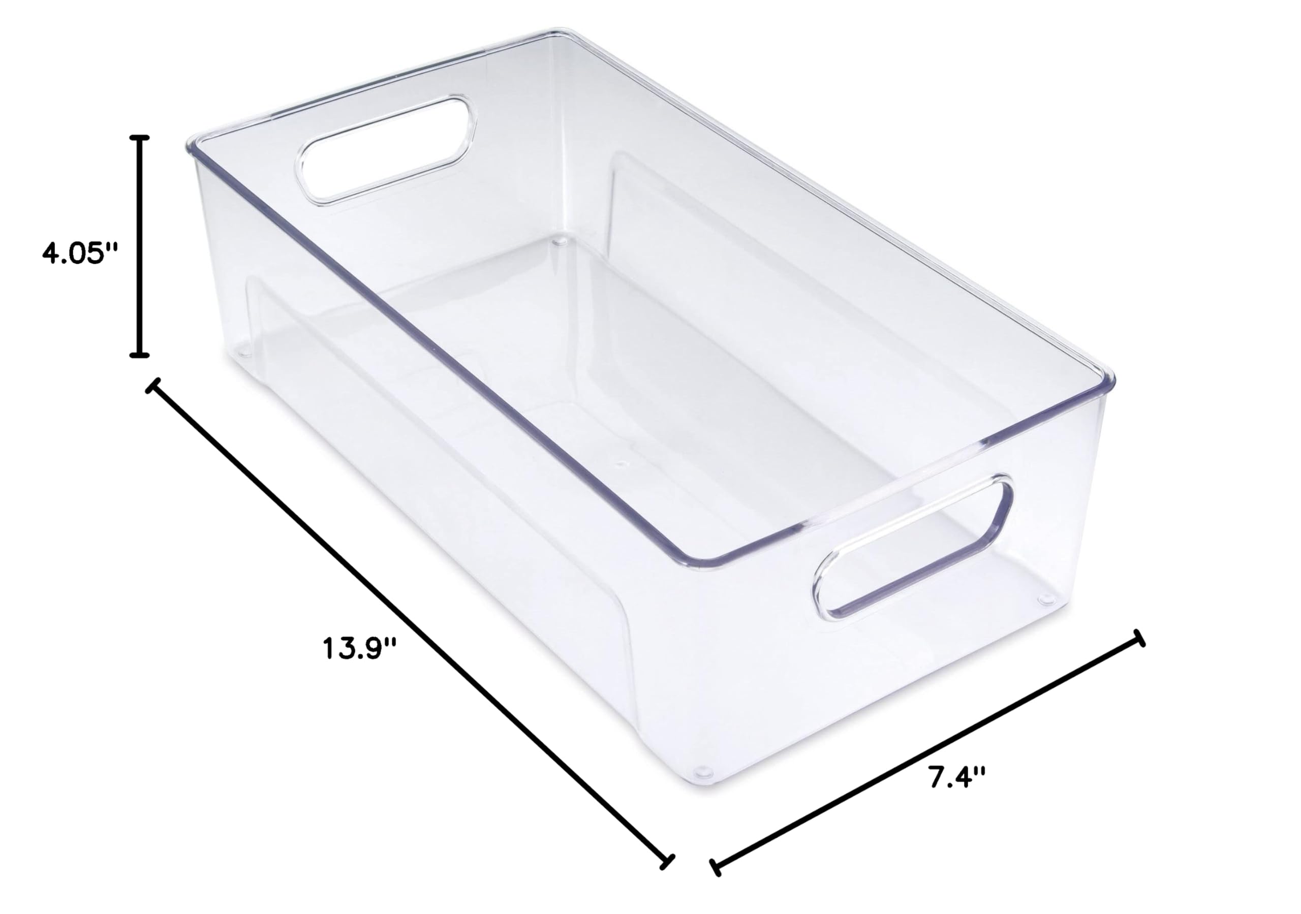 Copco 13.9 x 7.4 x 4.05-Inch Clear Plastic Storage Bins for Kitchen Organization, Refrigerator, Pantry, Laundry Room & Home Storage - Stackable Food Containers with Lids for Easy Home & Office Use