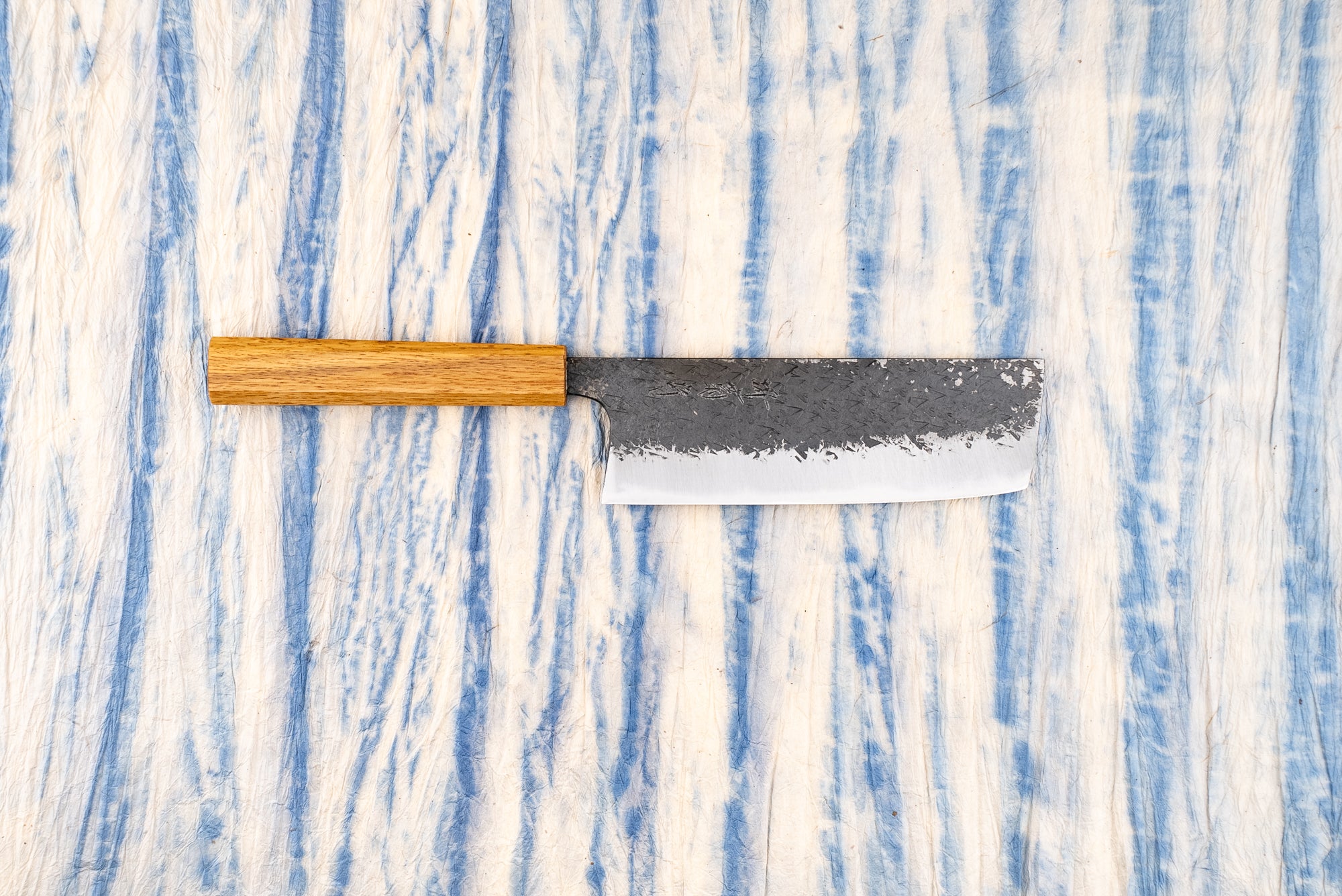 Premium Sakai Kikumori Minomo Kajiya Aogami Kurouchi Tsuchime Nakiri Knife 165mm - Japanese High-Carbon Steel Kitchen Knife for Slicing Vegetables & Sushi Preparation