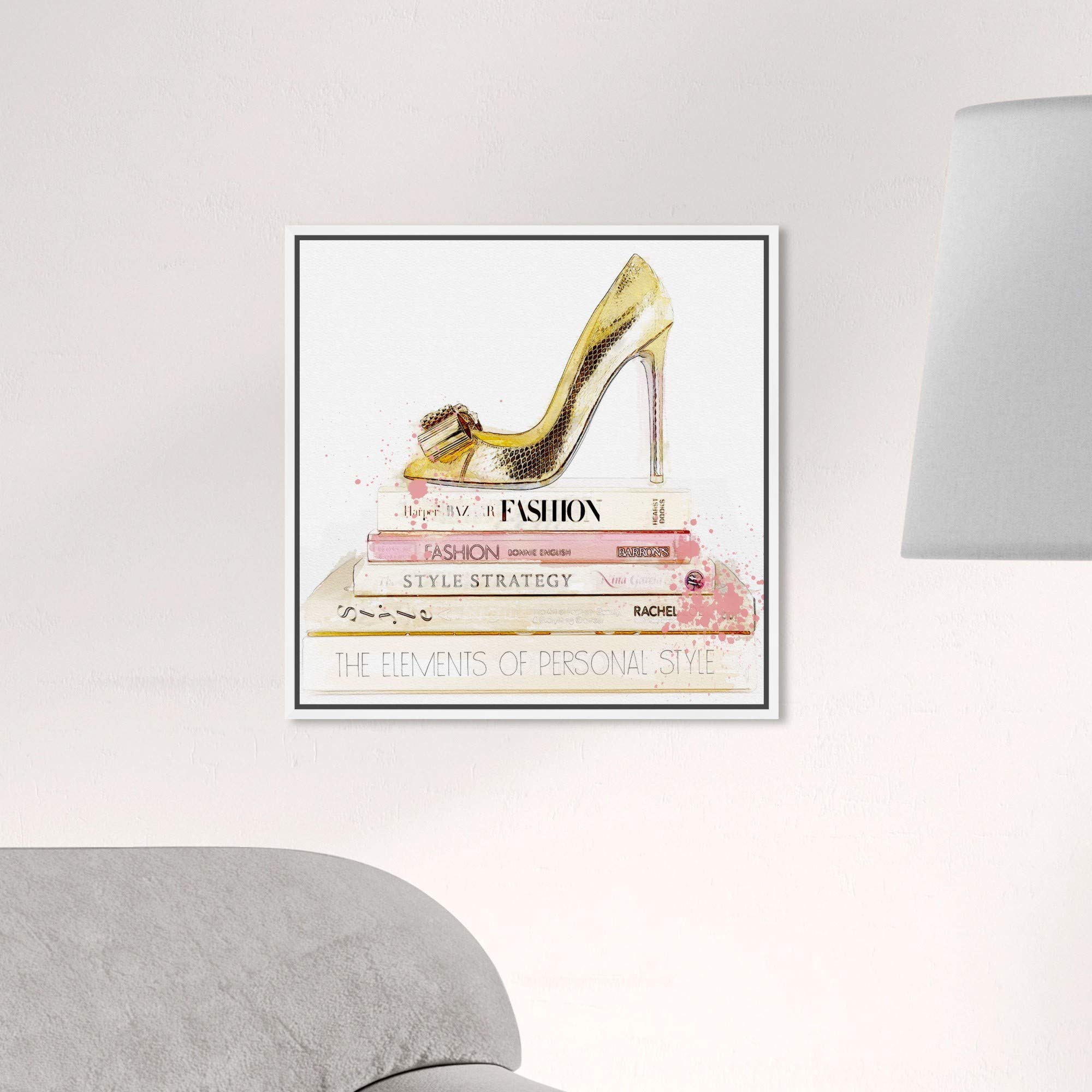 Oliver Gal Artist Co. Fashion & Glam Wall Art - 16x16 Inch Gold & White Framed Canvas Print - Perfect for Bedroom, Living Room & Office Décor