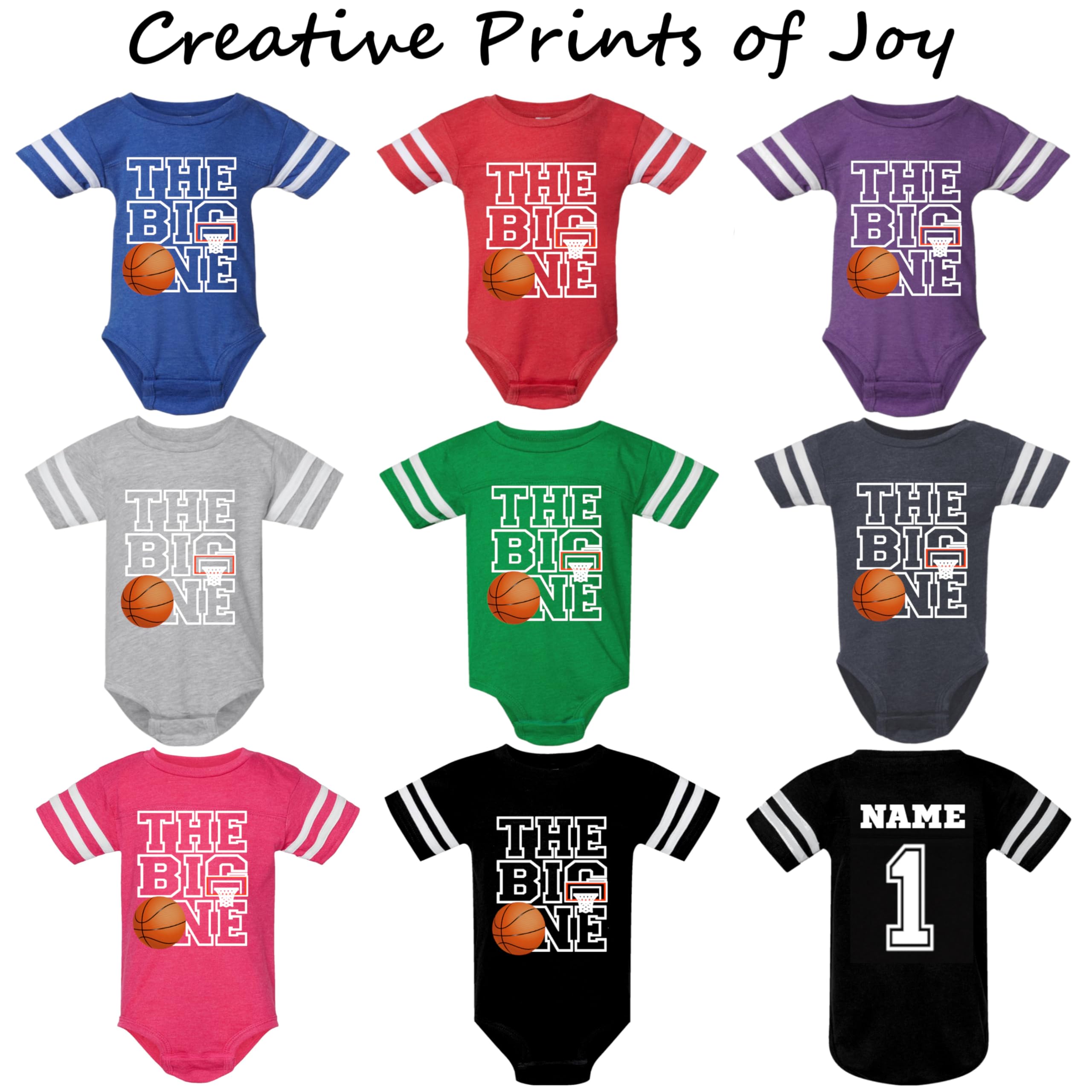 CPOJ Custom Basketball Theme First Birthday Outfit - Personalized Baby Bodysuit or T-Shirt with Front & Back Design Options | Perfect for 1st Birthday Party, Photo Shoots & Sports-Themed Celebrations