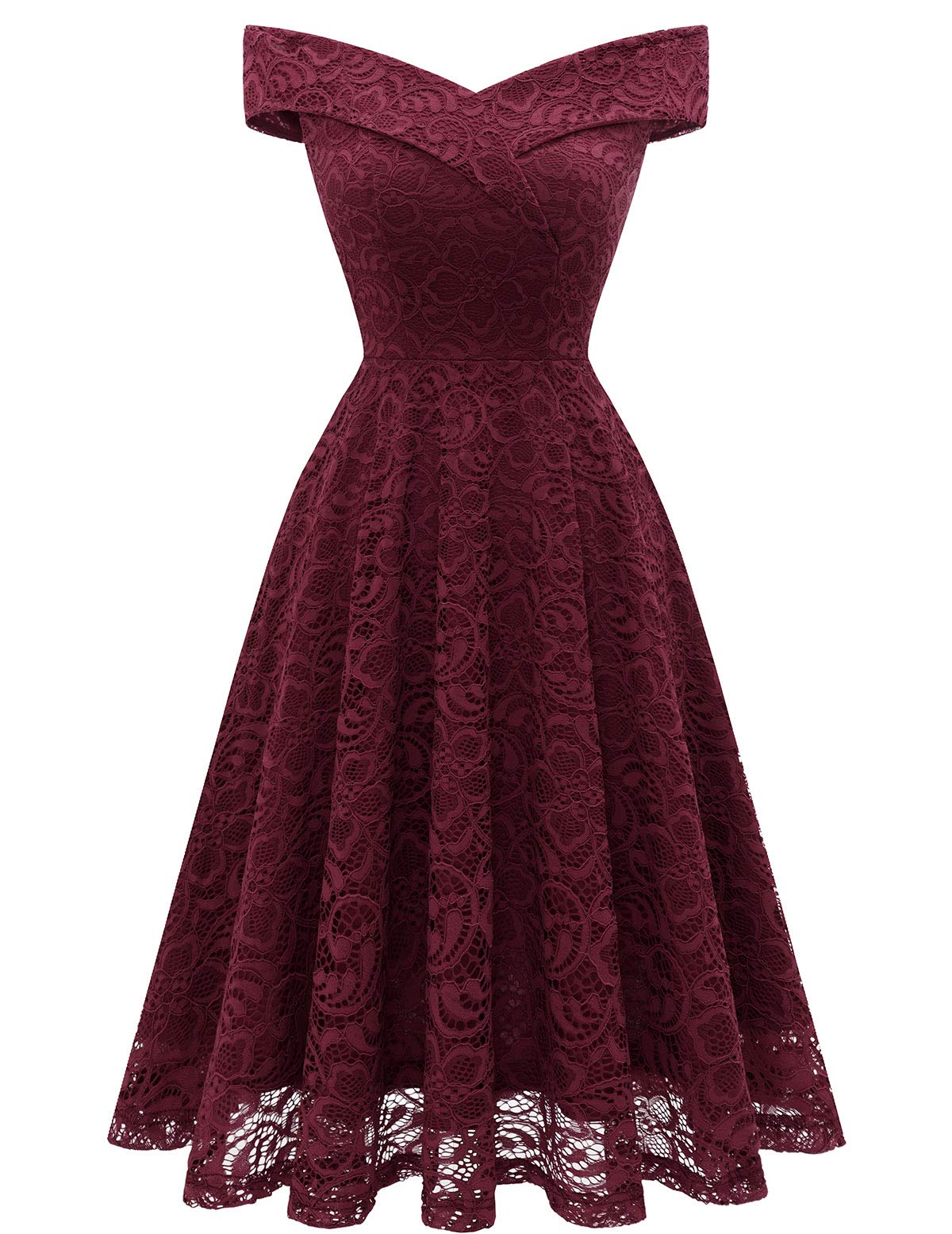 Elegant Floral Lace Off Shoulder High Low Hem Dress for Women - Perfect for Weddings, Cocktail Parties & Special Occasions