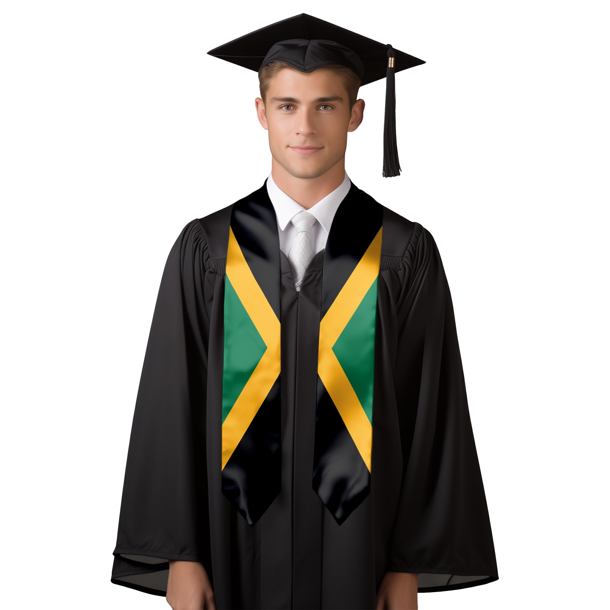 Civilos Unisex Graduation Stole with Flag Design - Honor Sash for Graduation Ceremony - Perfect for High School & College Students Commencement