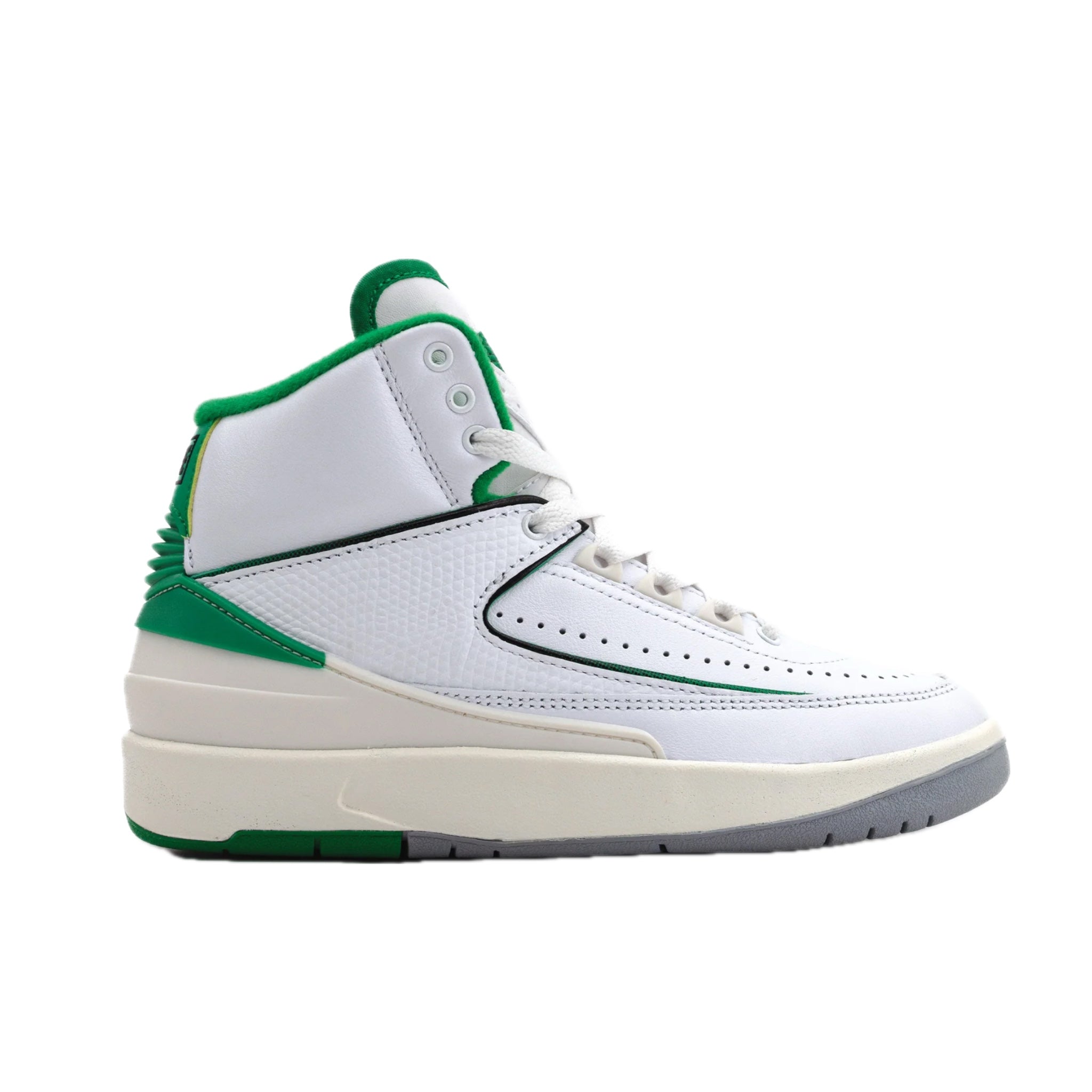 Air Jordan 2 Retro GS Sneakers - Lucky Green, White Sail & Light Steel Grey Basketball Shoes for Kids | Perfect for School, Sports & Casual Wear