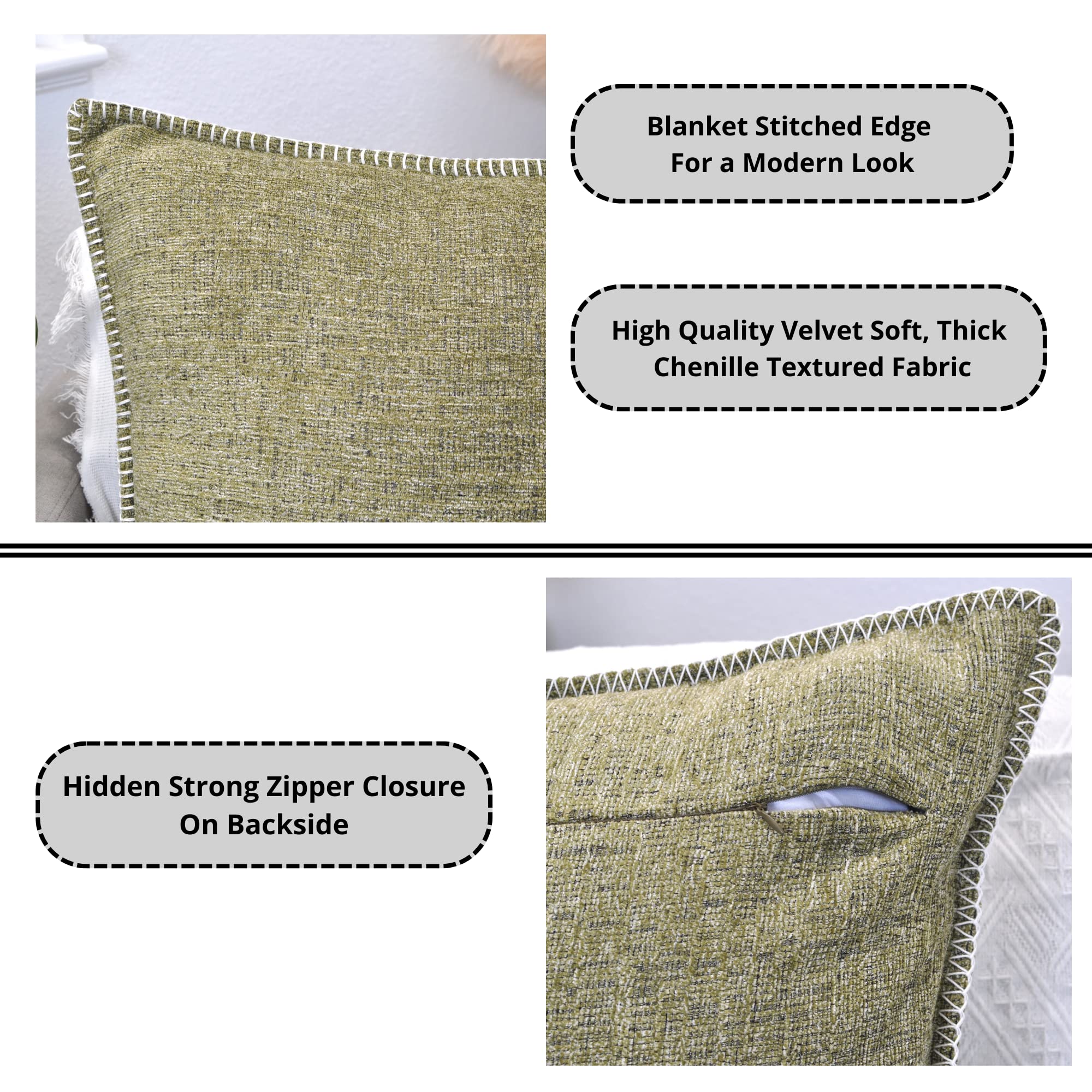 2-Pack 26x26 Inch Light Olive Green Extra Large Throw Pillow Covers - Soft Cozy Square Euro Pillow Cases for Couch, Sofa & Bed - Modern Oversized Decorative Euro Shams for Living Room, Bedroom & Home Decor