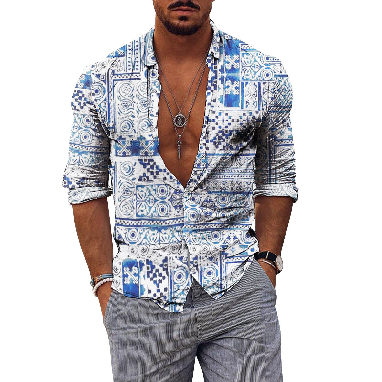 Stylish Autumn Printed Long Sleeve Casual Shirt for Men - Black Floral Blouse Top | Perfect for Fall Outfits, Office Wear & Date Nights