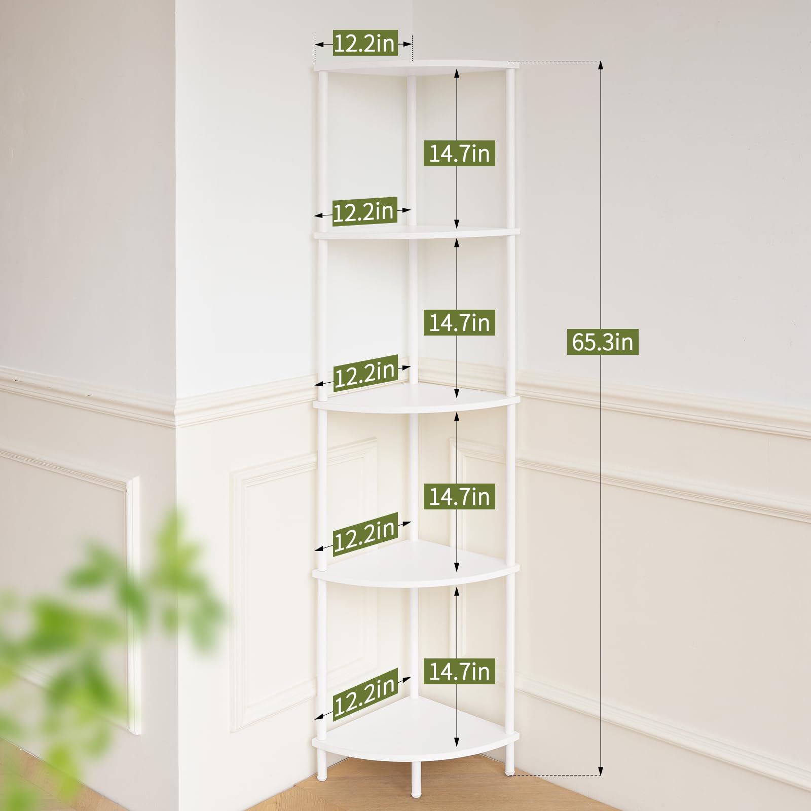 Yoobure 5-Tier Corner Bookshelf - 65