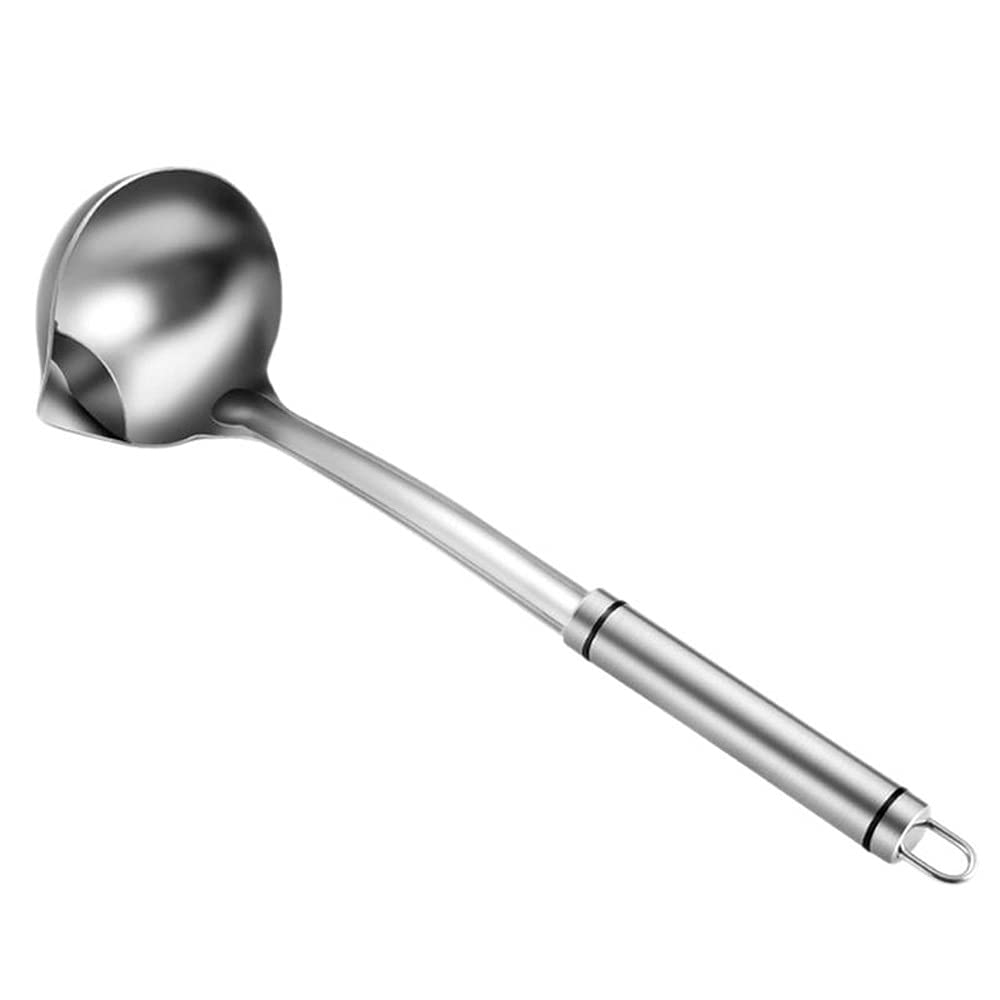 WALNUTA 304 Stainless Steel Oil Colander Strainer - Hot Pot Soup Scoop & Oil Filter Spoon for Cooking, Frying & Soup Separation (Silver) - Perfect for Kitchen, Restaurants & Asian Hot Pot Dining