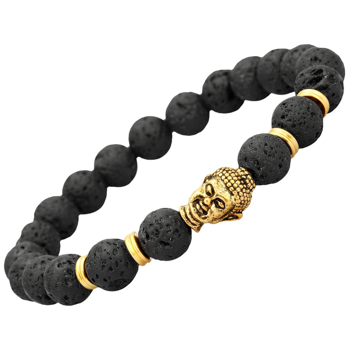 Natural Lava Rock Beads Bracelet for Men & Women - 8mm Chakra Healing Stone Bracelet with Aromatherapy Essential Oil Diffuser - Yoga, Meditation & Spiritual Gift