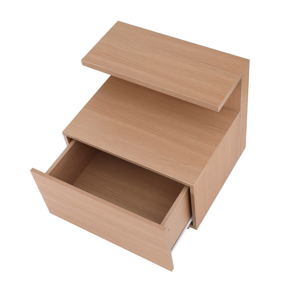 Modern Nightstand with Shelf and Drawer - Solid Pine Wood Bedside Table for Bedroom, Living Room & Office - Compact Storage Solution for Lamps, Books & Essentials