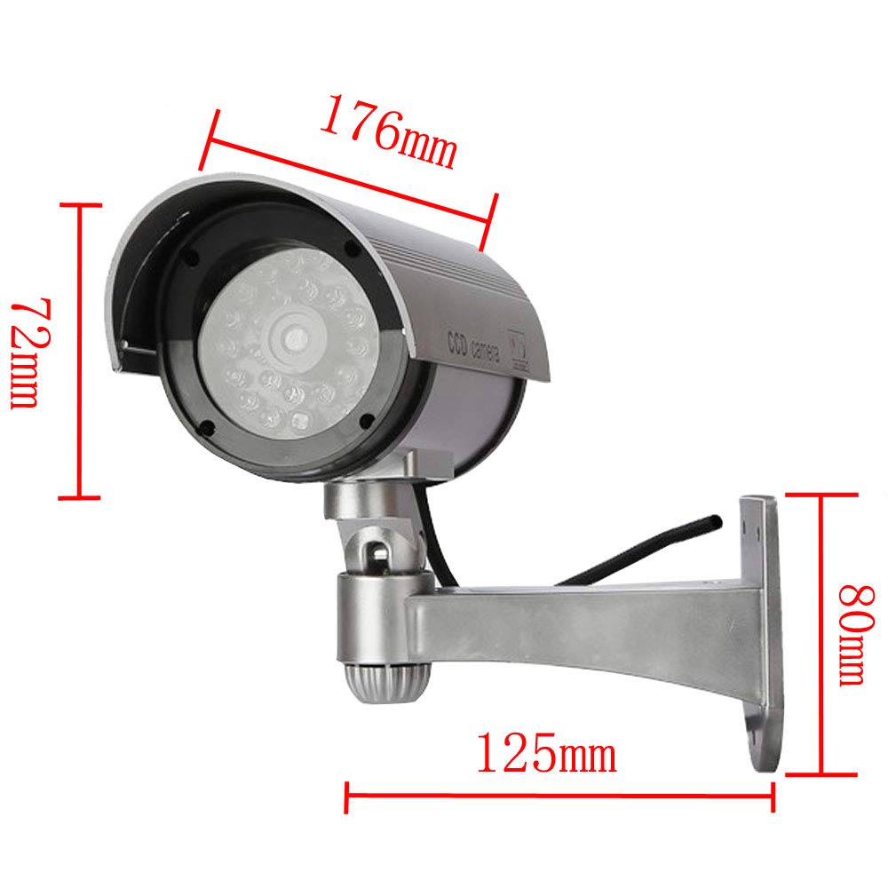 Silver Fake Dummy Security CCTV Camera with Waterproof IR LED - Outdoor/Indoor Surveillance for Home, Office & Business Protection