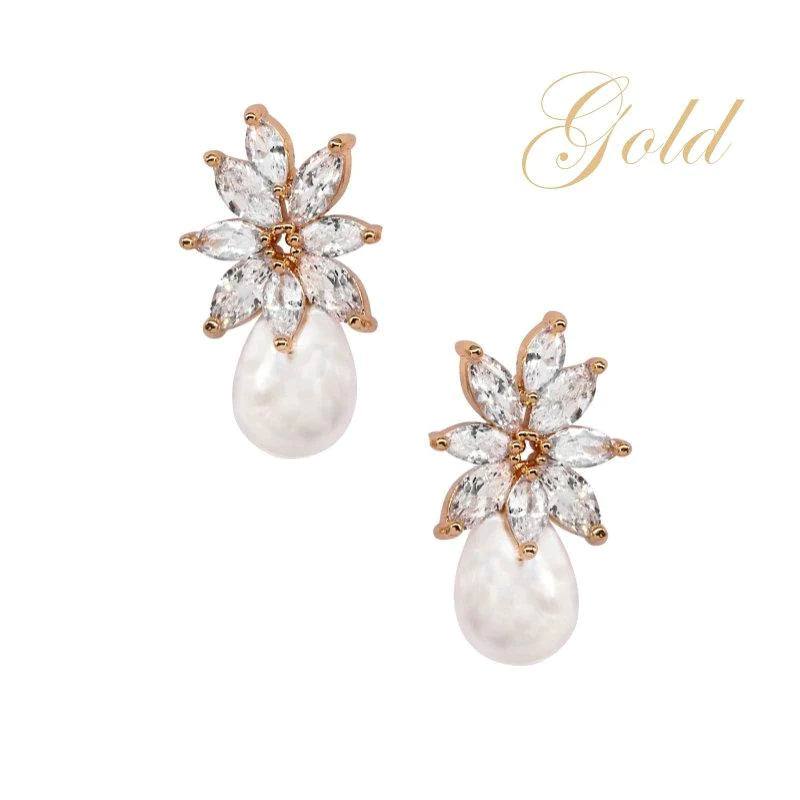 Elegant Pearl Earrings in Gold or Silver - Perfect Bridal Jewelry for Weddings & Special Occasions (7288, 7309 Silver)