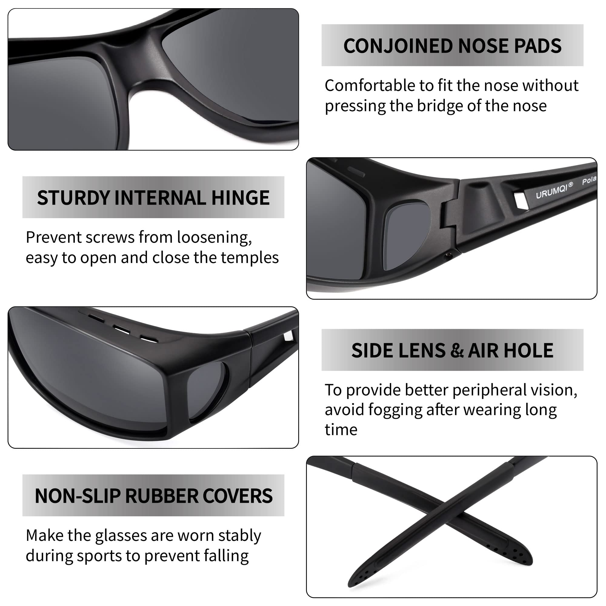 Polarized Sunglasses for Men & Women - Wrap-Around Driving Sunglasses with 100% UV Protection - Fit Over Glasses - Perfect for Outdoor Sports, Driving & Daily Wear