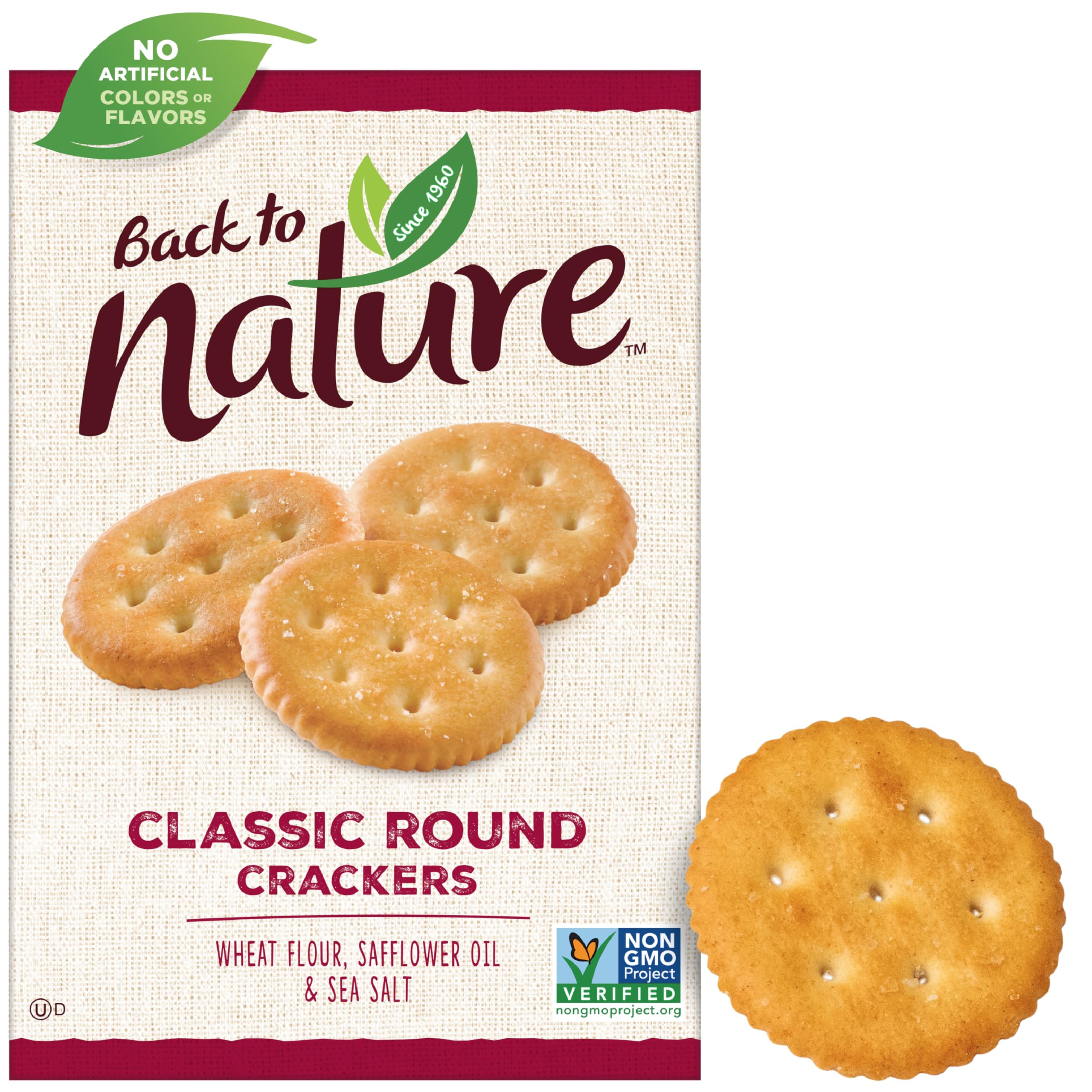 Organic Classic Round Crackers - Non-GMO, Dairy Free, Whole Wheat Flour & Sea Salt, Healthy Snacks for Kids & Adults, 8.5oz (6-Pack) - Perfect for Lunchboxes, Parties & On-the-Go Snacking