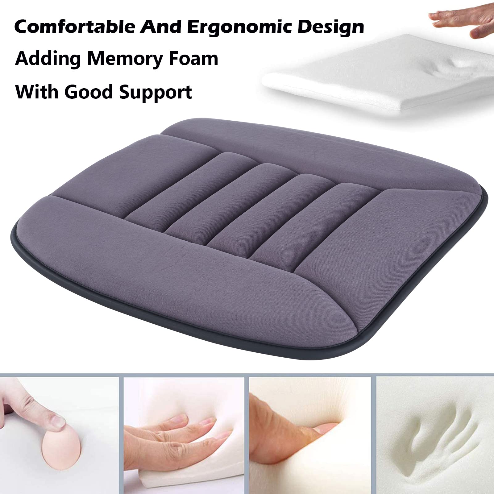 Big Ant Memory Foam Car Seat Cushion - Orthopedic Pain Relief & Comfort Support for Office, Home & Car Use - Gray Seat Protector Pad (Perfect for Long Drives, Desk Work & Back Pain Relief)