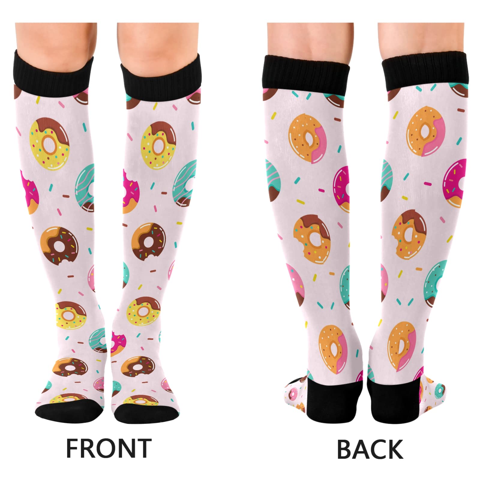 JUNZAN Sweet Doughnuts Compression Socks for Women & Men - Breathable Circulation Support Socks for Running, Cycling, Nursing & Athletic Performance - Perfect for Sports, Work & Daily Comfort