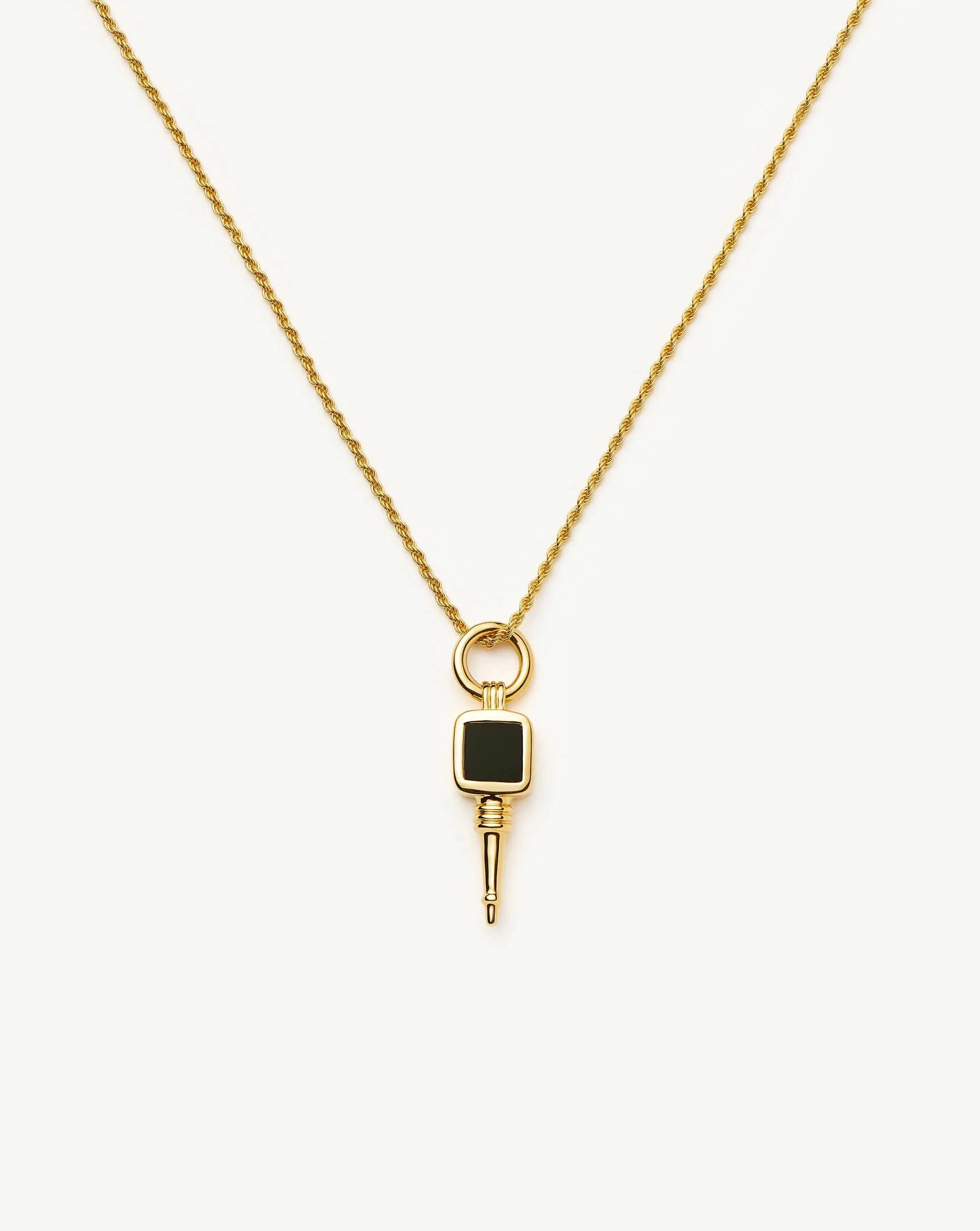 18K Gold Plated Key Pendant Rope Chain Necklace with Black Onyx & Green Onyx - Elegant Jewelry Gift for Women, Perfect for Parties, Weddings & Everyday Wear