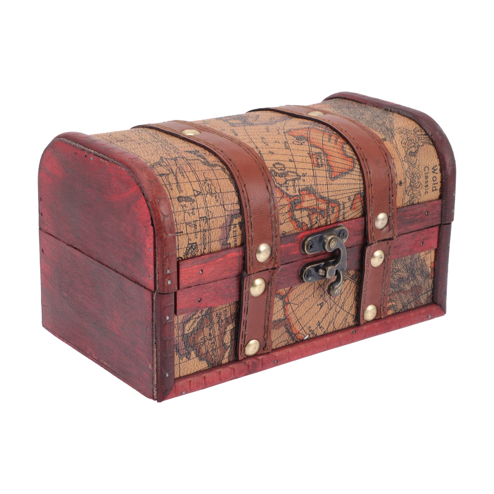 Vintage Pirate Treasure Chest - USHOBE Large Wooden Box with Lock for Jewelry, Coins & Documents | Retro Desktop Storage for Books & Valuables | Perfect for Home Decor, Pirate Themed Parties & Gift Giving
