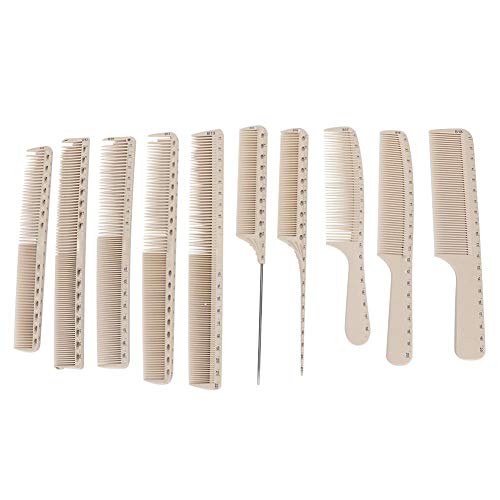10Pcs Professional Hairdressing Combs - Barber Hair Styling Cutting Combs with Measurement Scale for Salon & Home Use (Beige) | Perfect for Hair Cutting, Styling & Coloring in Salons or DIY at Home