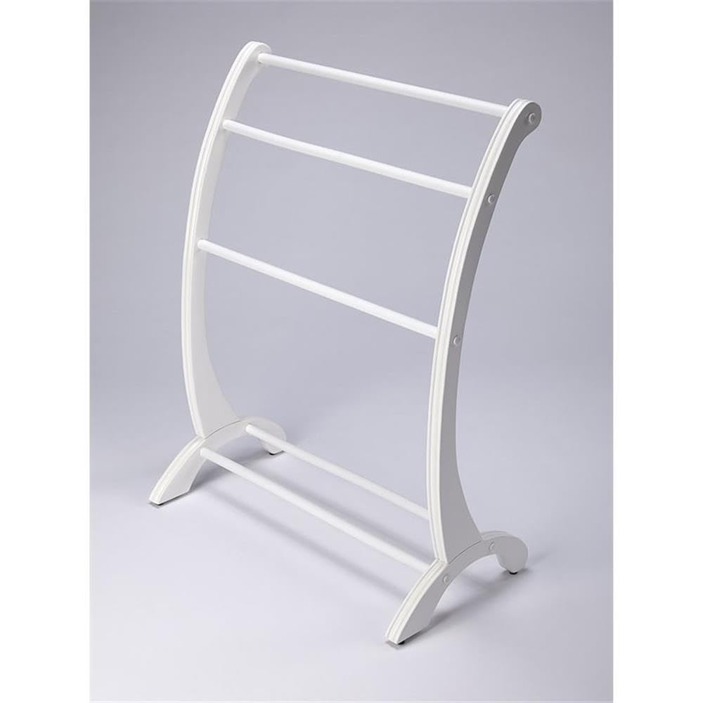 Premium White Beaumont Lane Mastercrafted Glossy Blanket Stand - Luxury Home Decor for Bedroom, Living Room & Guest Room