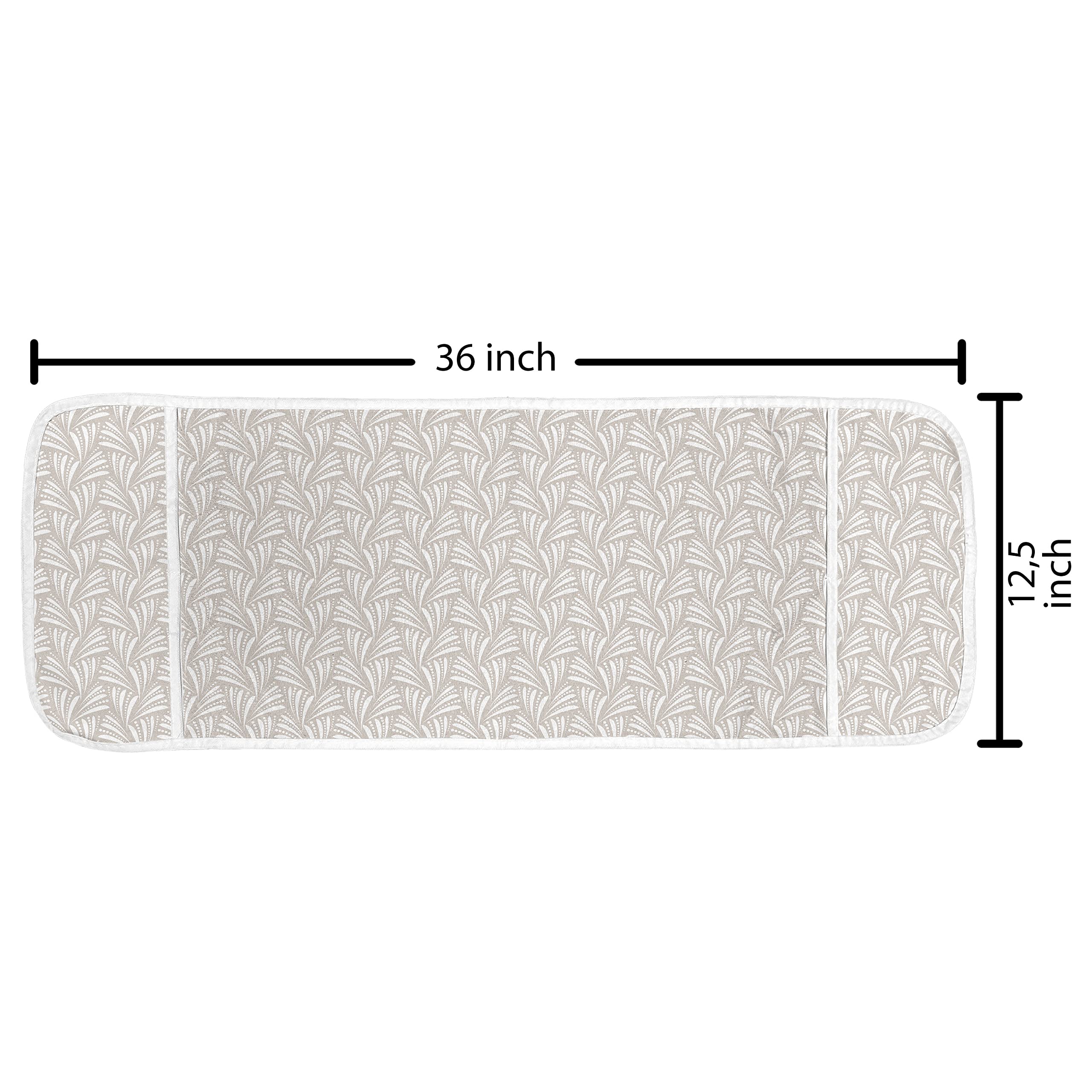 Ambesonne Art Deco Microwave Cover, Damask Geometric Seashell Wavy Stripes & Dots, Waterproof Kitchen Organizer with Pockets, 36x12 Inches, Dust White | Microwave Protector for Modern & Vintage Kitchens